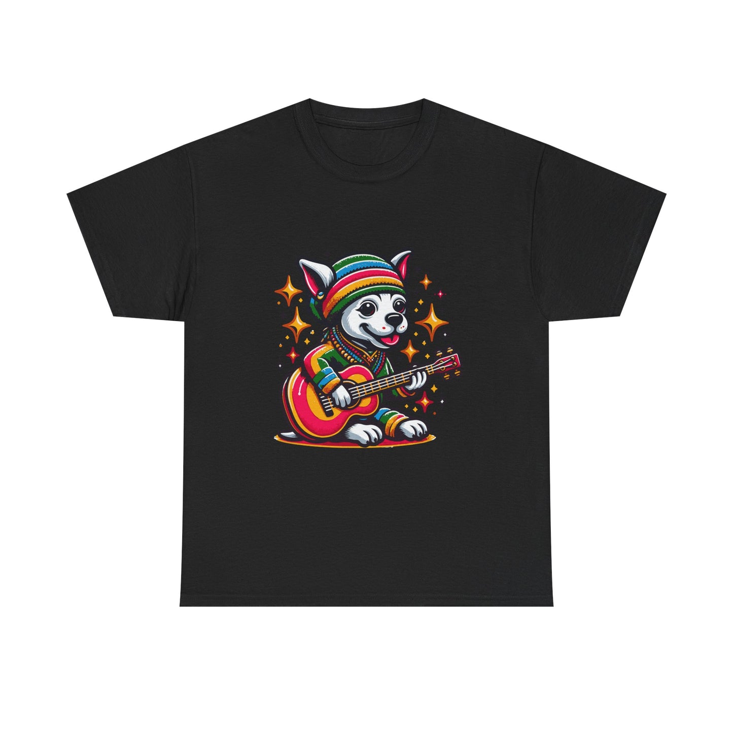 Pup Reggae Guitar Tee — Cute Dog Playing Guitar Graphic T-Shirt