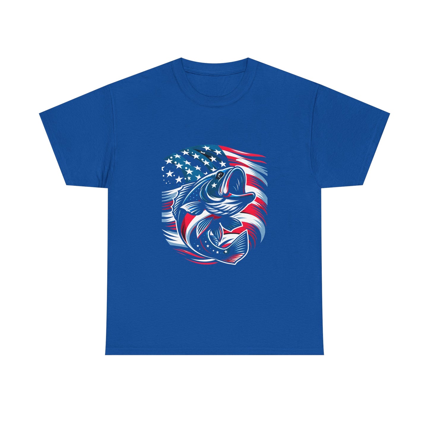 Fishing Bass T-Shirt with American Flag — Patriotic Angler Tee