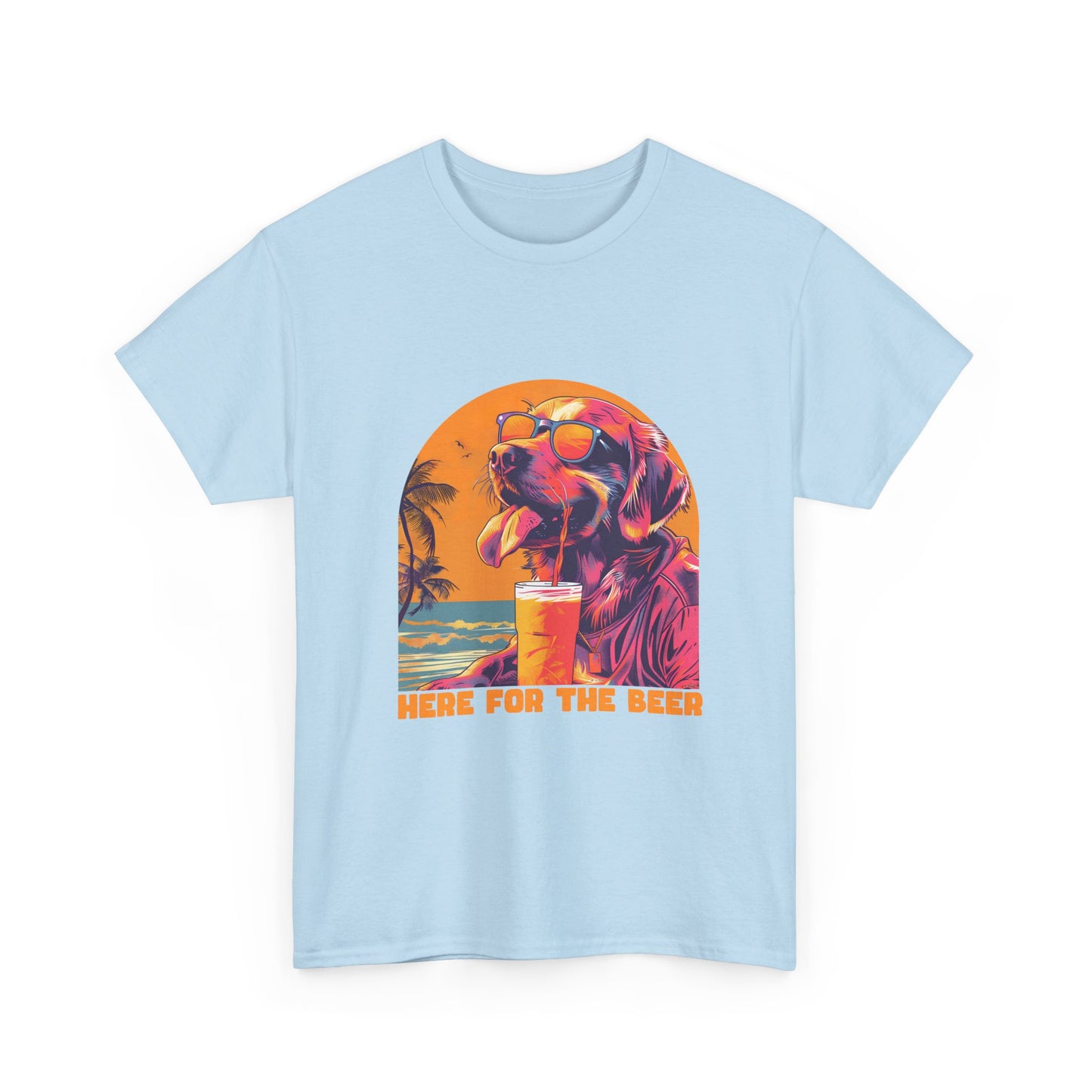 Here For The Beer T-Shirt — Retro Flamingo Beach Tee