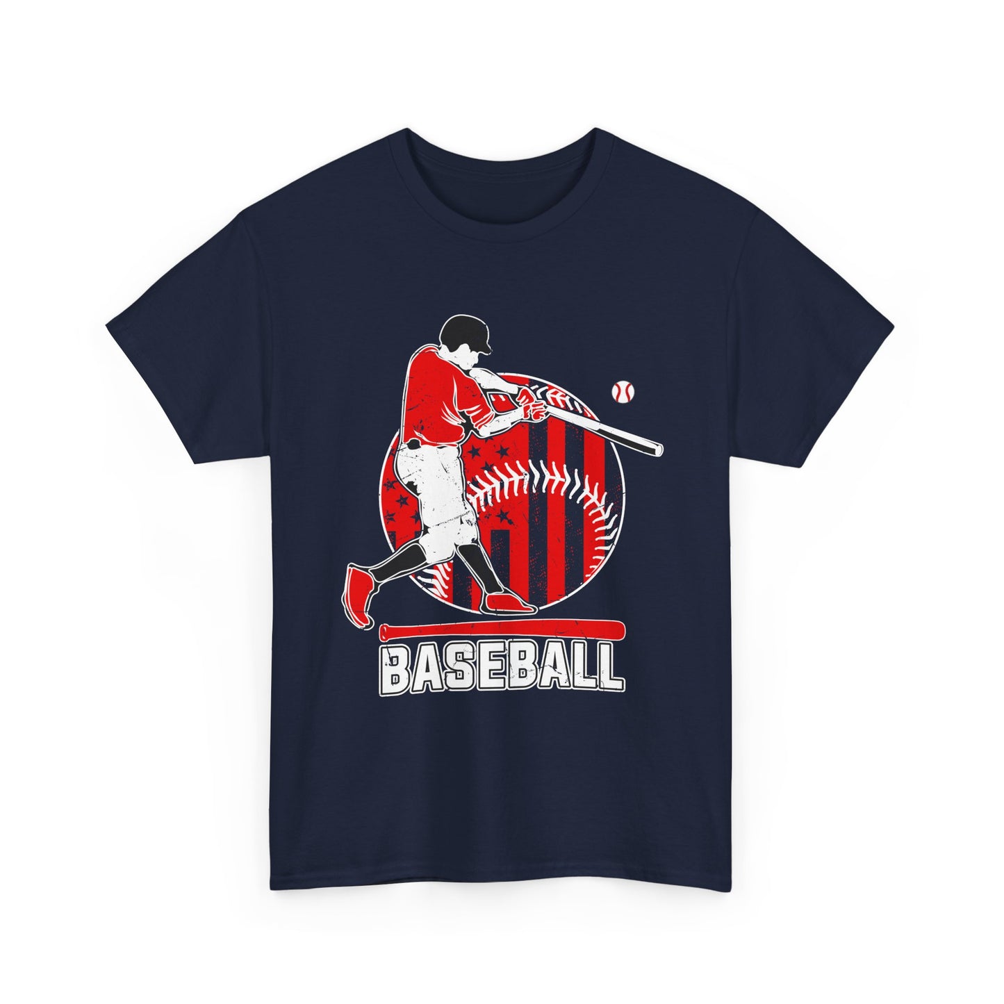 Baseball Player Graphic Tee — Vintage Red Batter Design