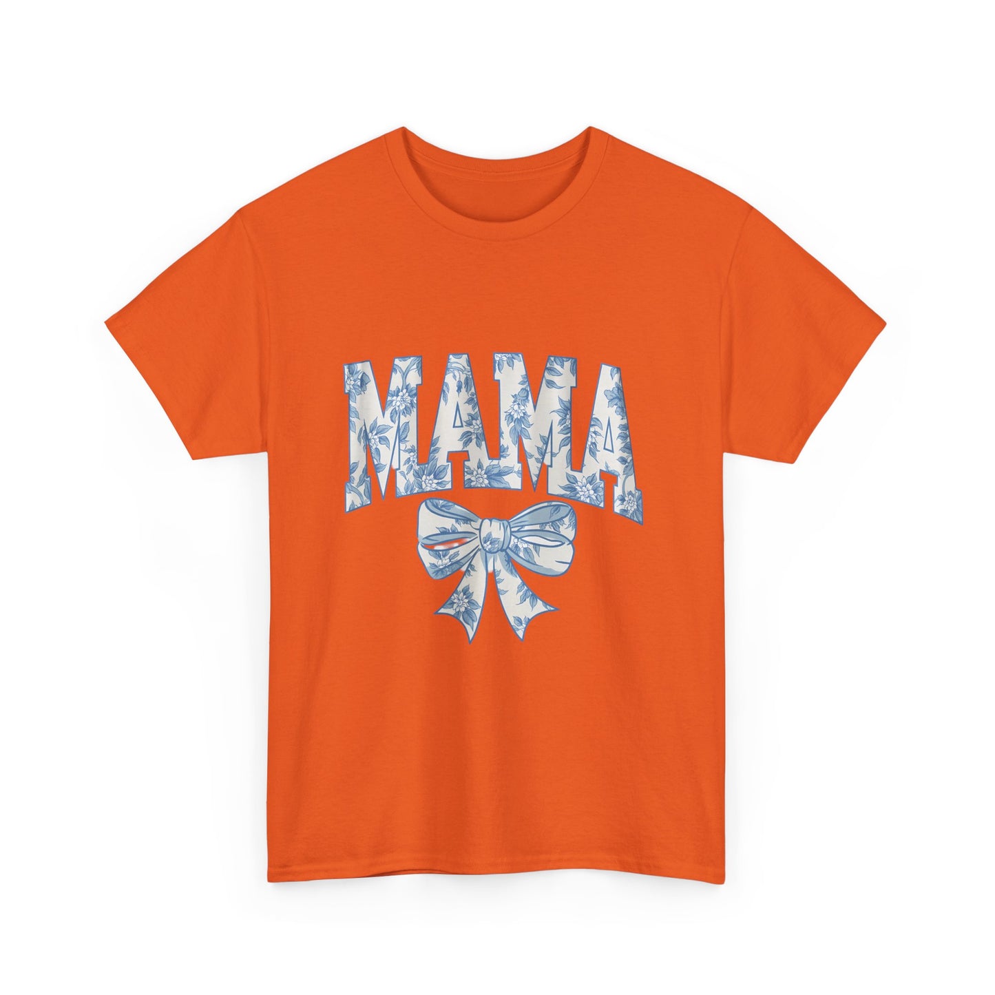 Mama Floral Bow Tee — Blue Watercolor Mom Shirt for Mother's Day