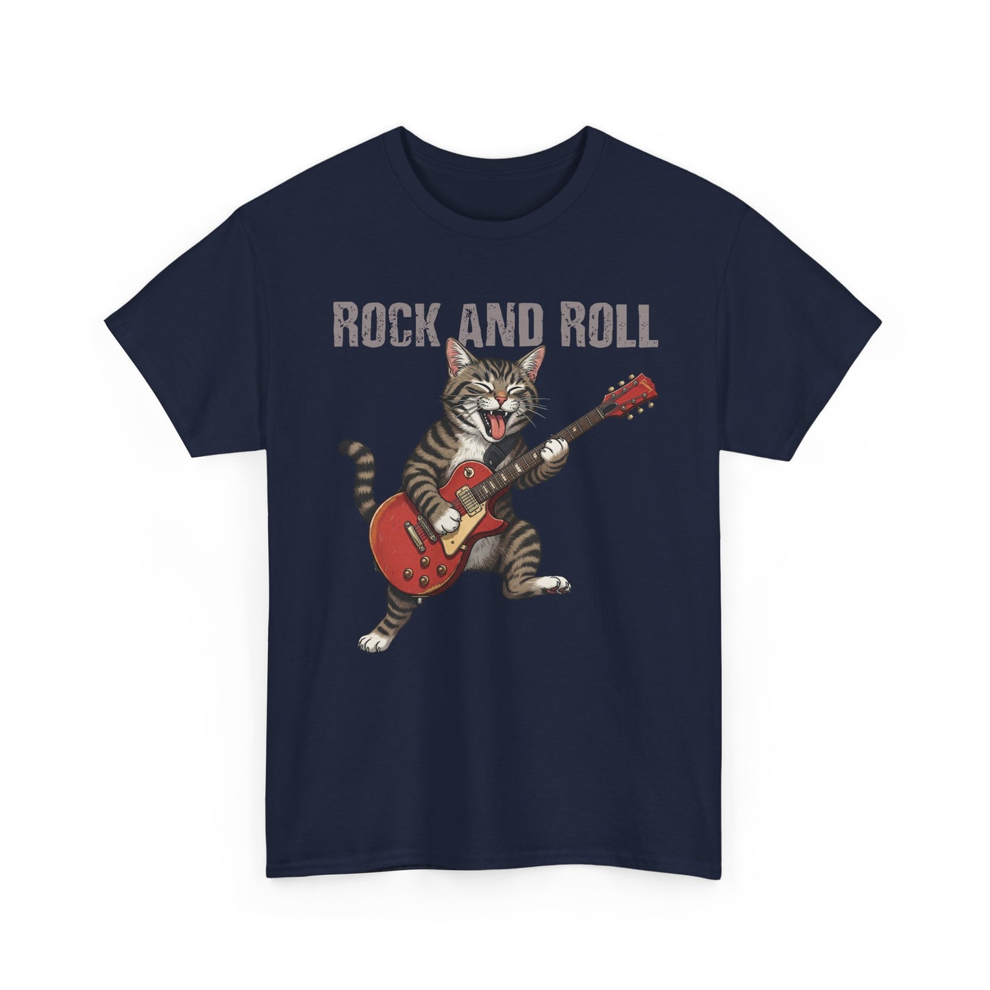 Rock and Roll Cat T-Shirt — Vintage Guitar Kitty Graphic Tee