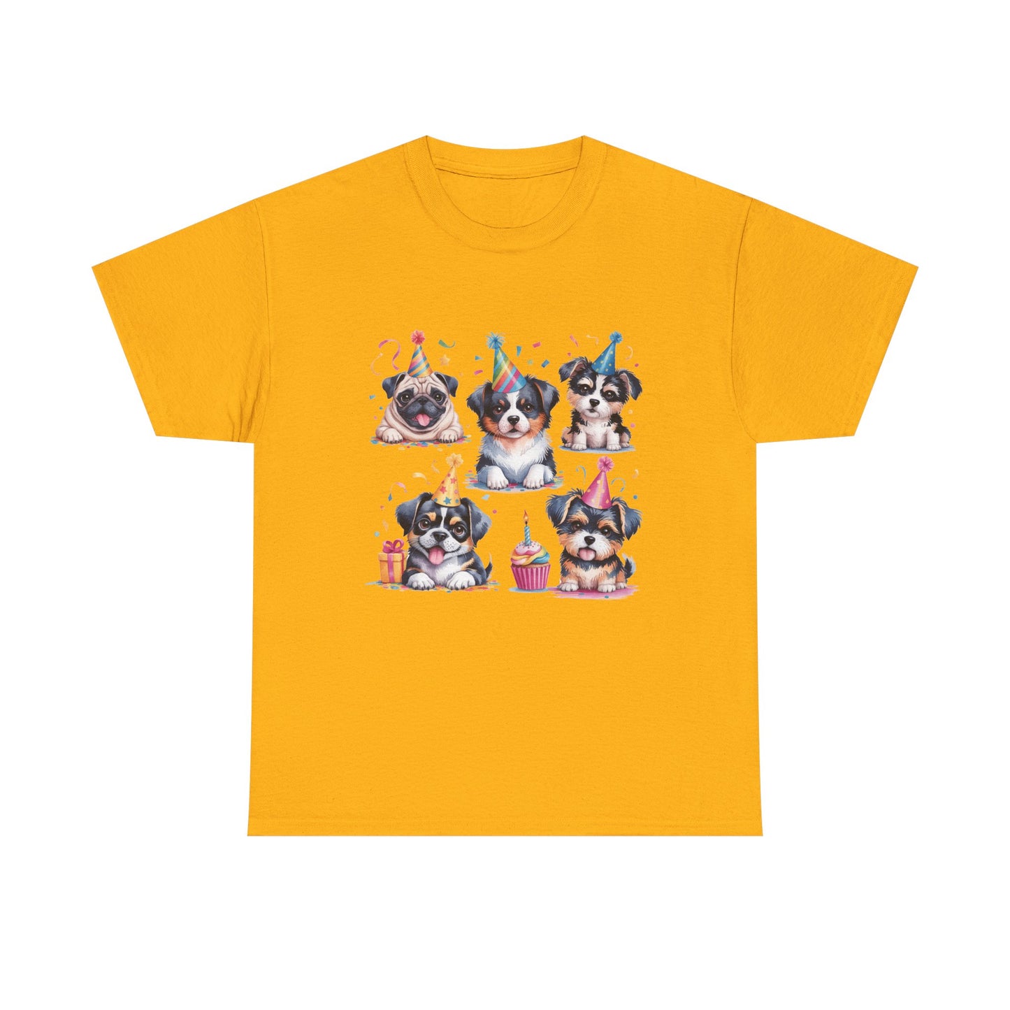 Birthday Puppies T‑Shirt — Cute Party Dogs with Cupcakes