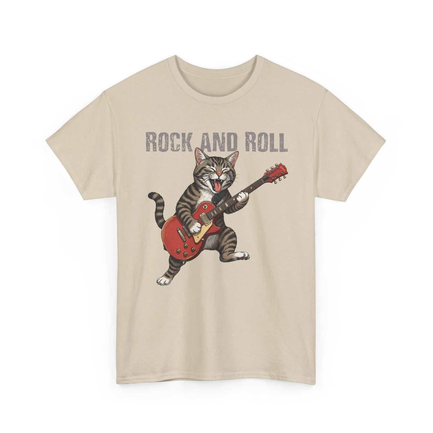 Rock and Roll Cat T-Shirt — Vintage Guitar Kitty Graphic Tee