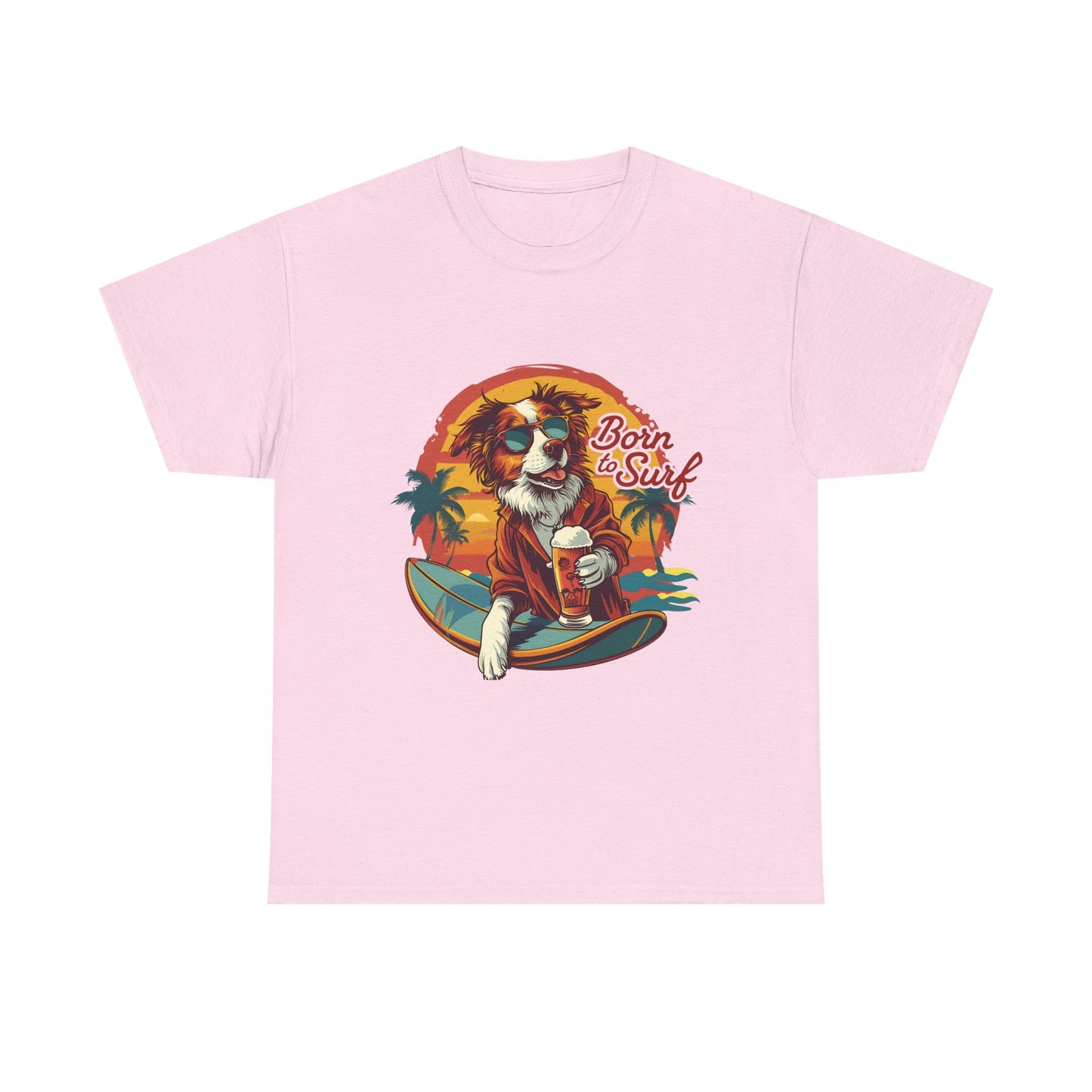 T-Shirt - "Born to Surf" Surfing Dog Graphic Tee