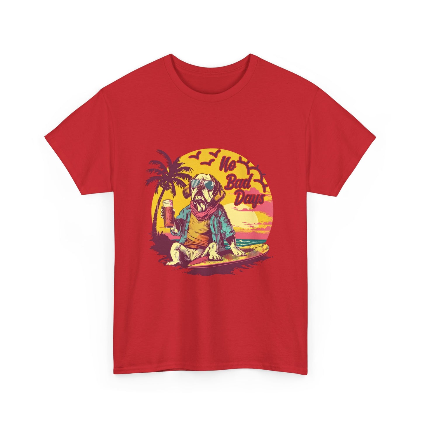 T-Shirt — "No Bad Days" Surf Sloth Retro Beach Tee