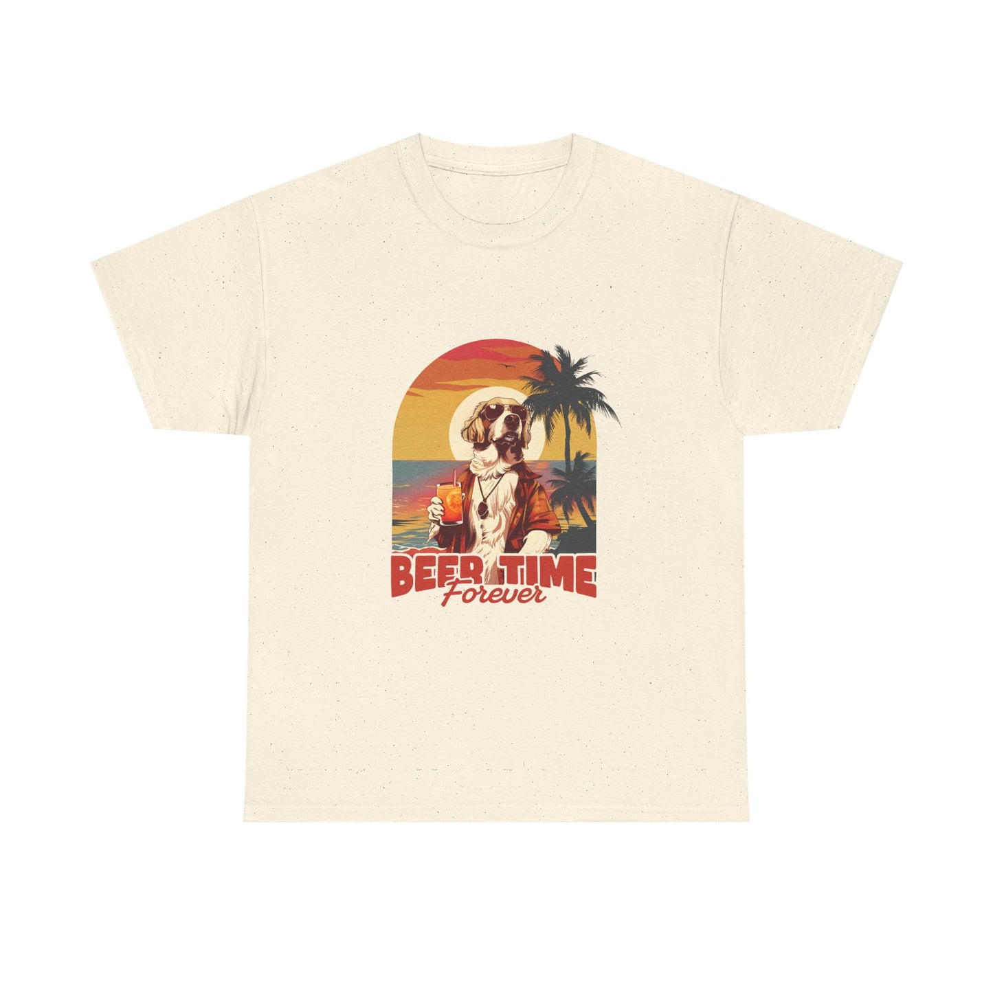 Beer Time Forever T-Shirt — Retro Beach Dog Vacation Tee