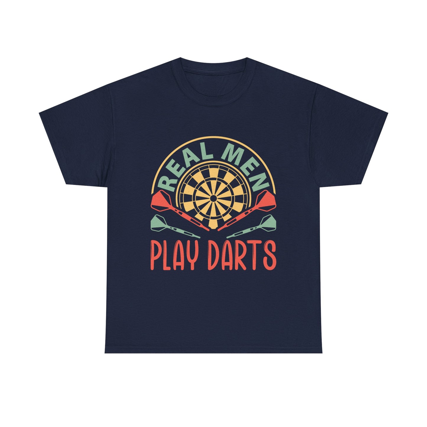 Darts T-Shirt — “Real Men Play Darts” Retro Dartboard Tee