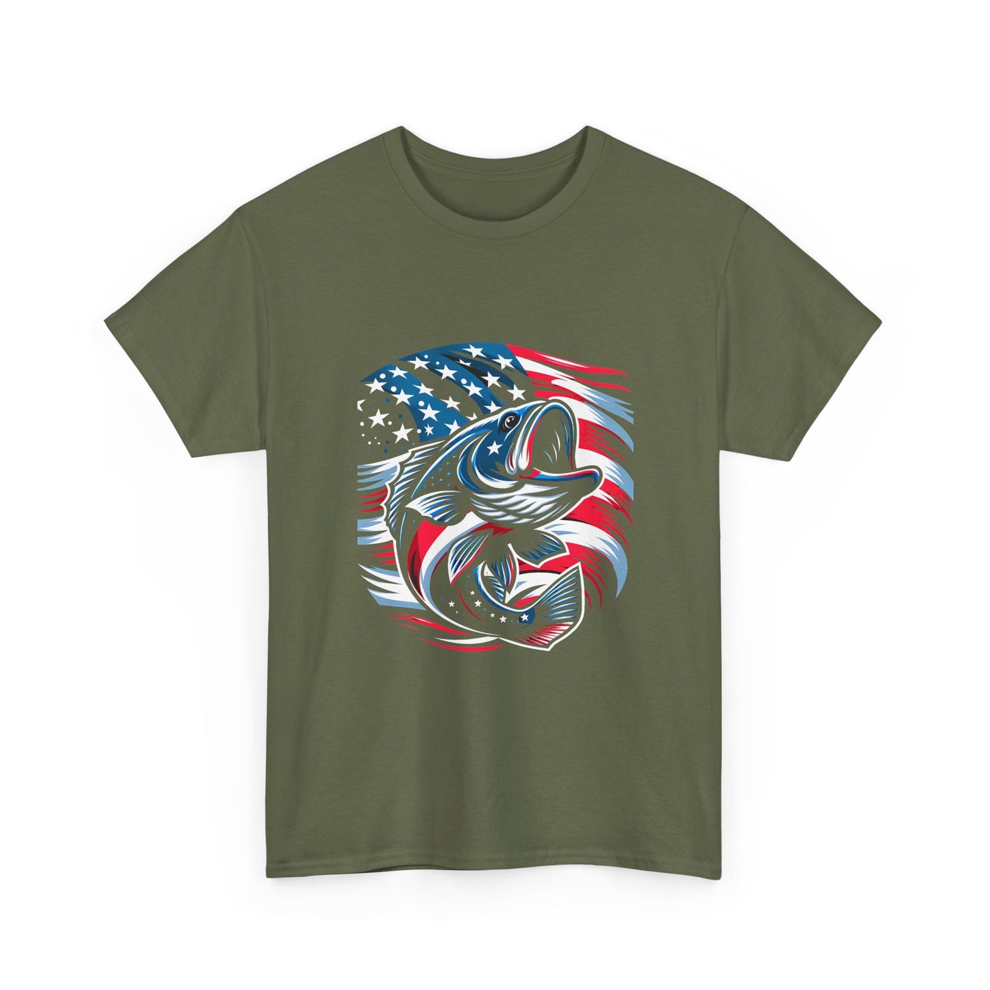 Fishing Bass T-Shirt with American Flag — Patriotic Angler Tee