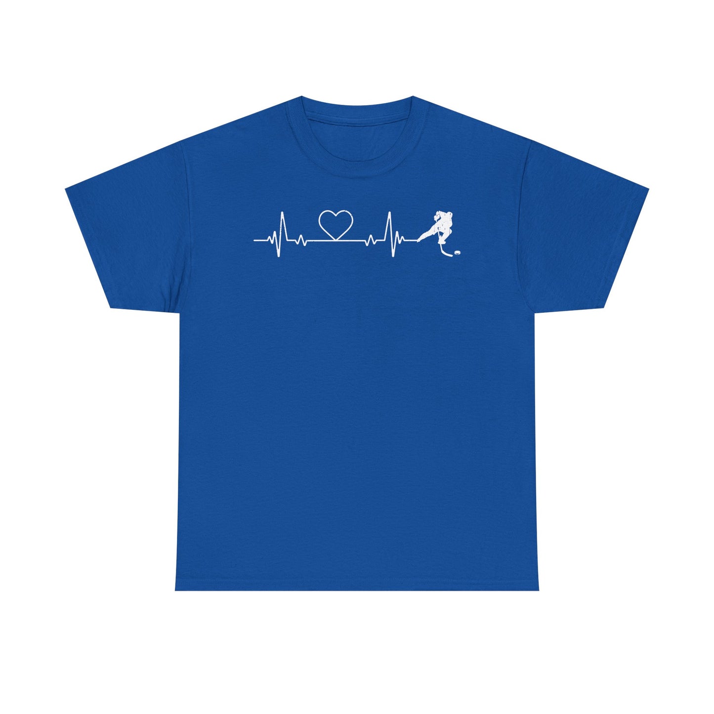 Running Heartbeat T-Shirt — Runner ECG Line with Heart Graphic