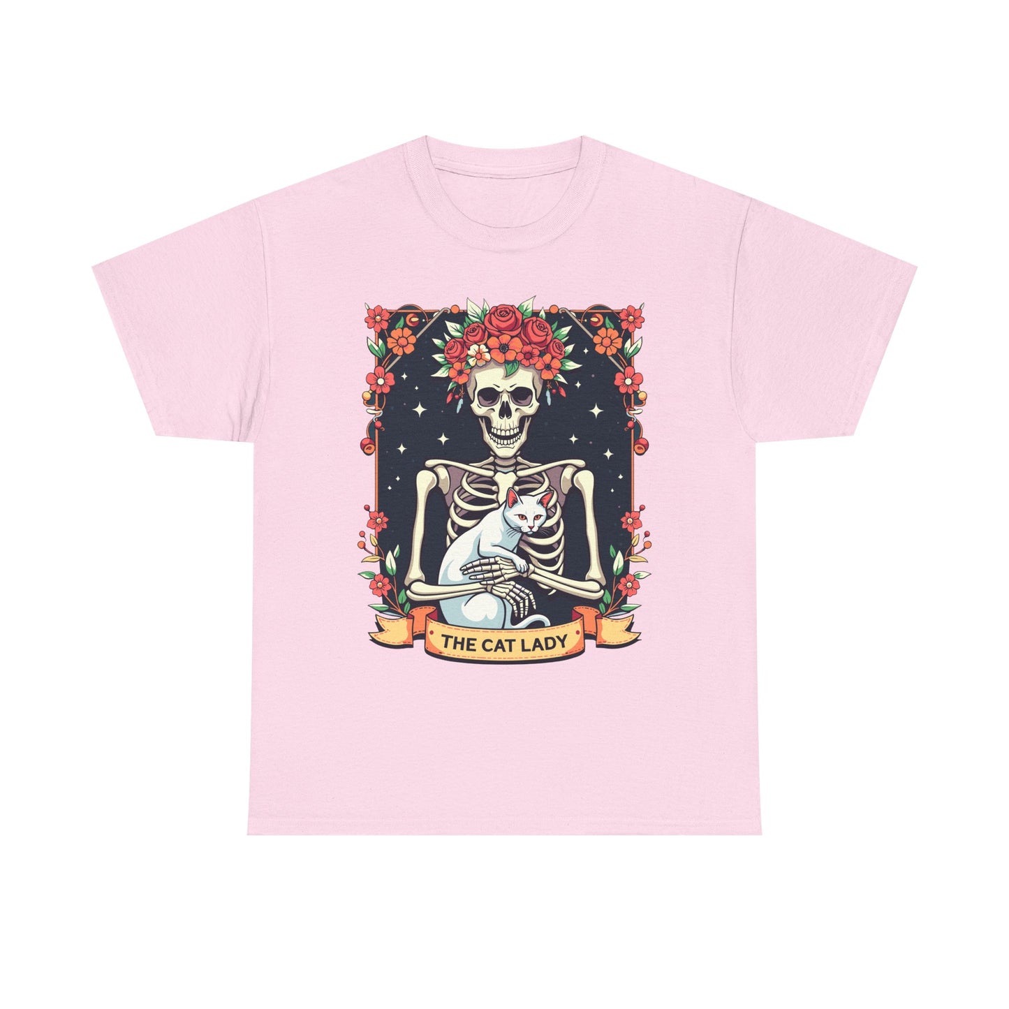 Cat Lady Skeleton T-Shirt — Floral Day of the Dead Cat Tee