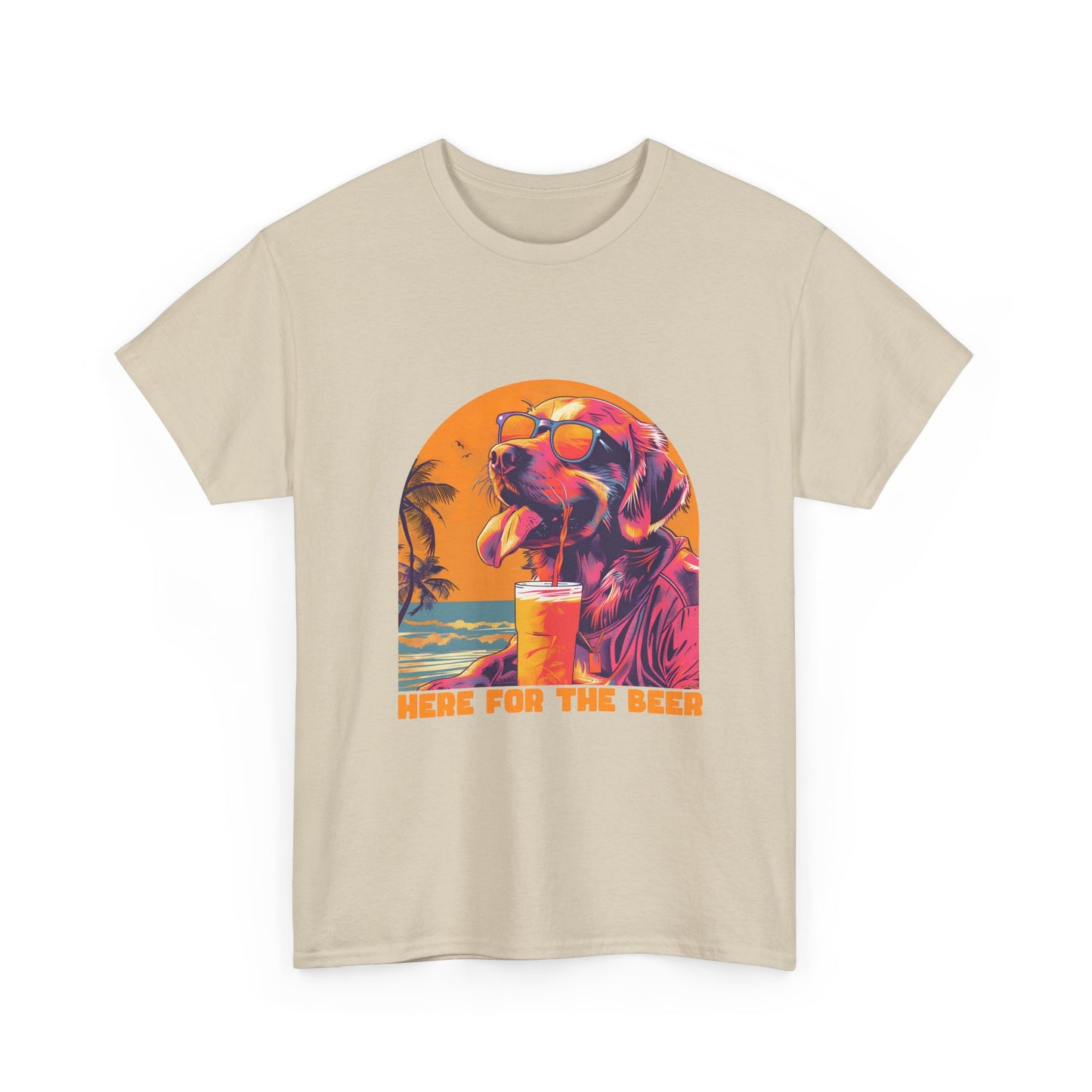 Here For The Beer T-Shirt — Retro Flamingo Beach Tee