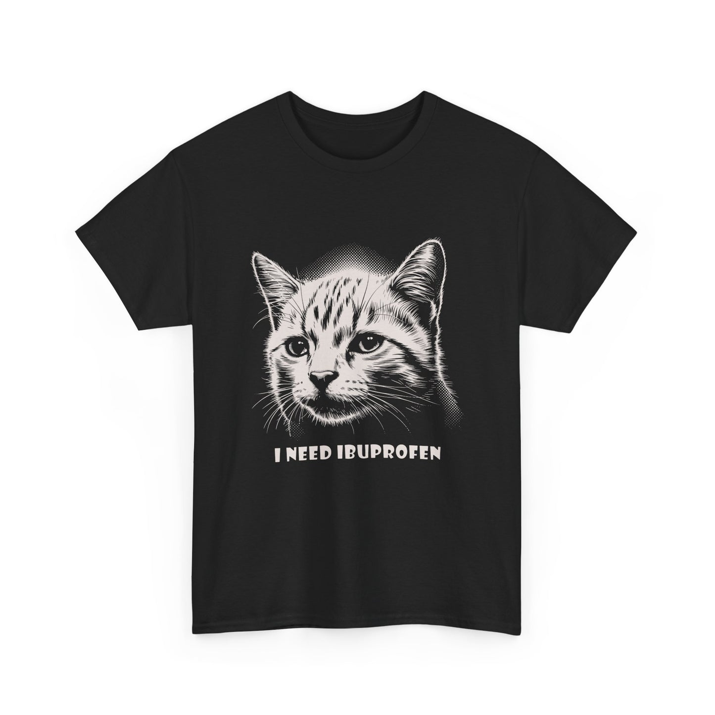 Cat Graphic Tee — "I Need Ibuprofen" Funny Vintage Cat T-Shirt