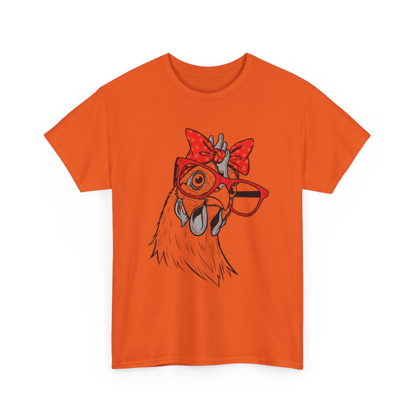 Chicken with Polka Dot Bow Tee - Cute Retro Hen Graphic T-Shirt