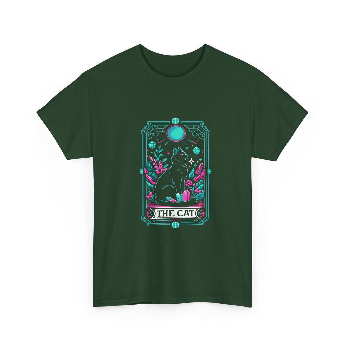 Cat Tarot T-Shirt — "The Cat" Mystical Black Tee