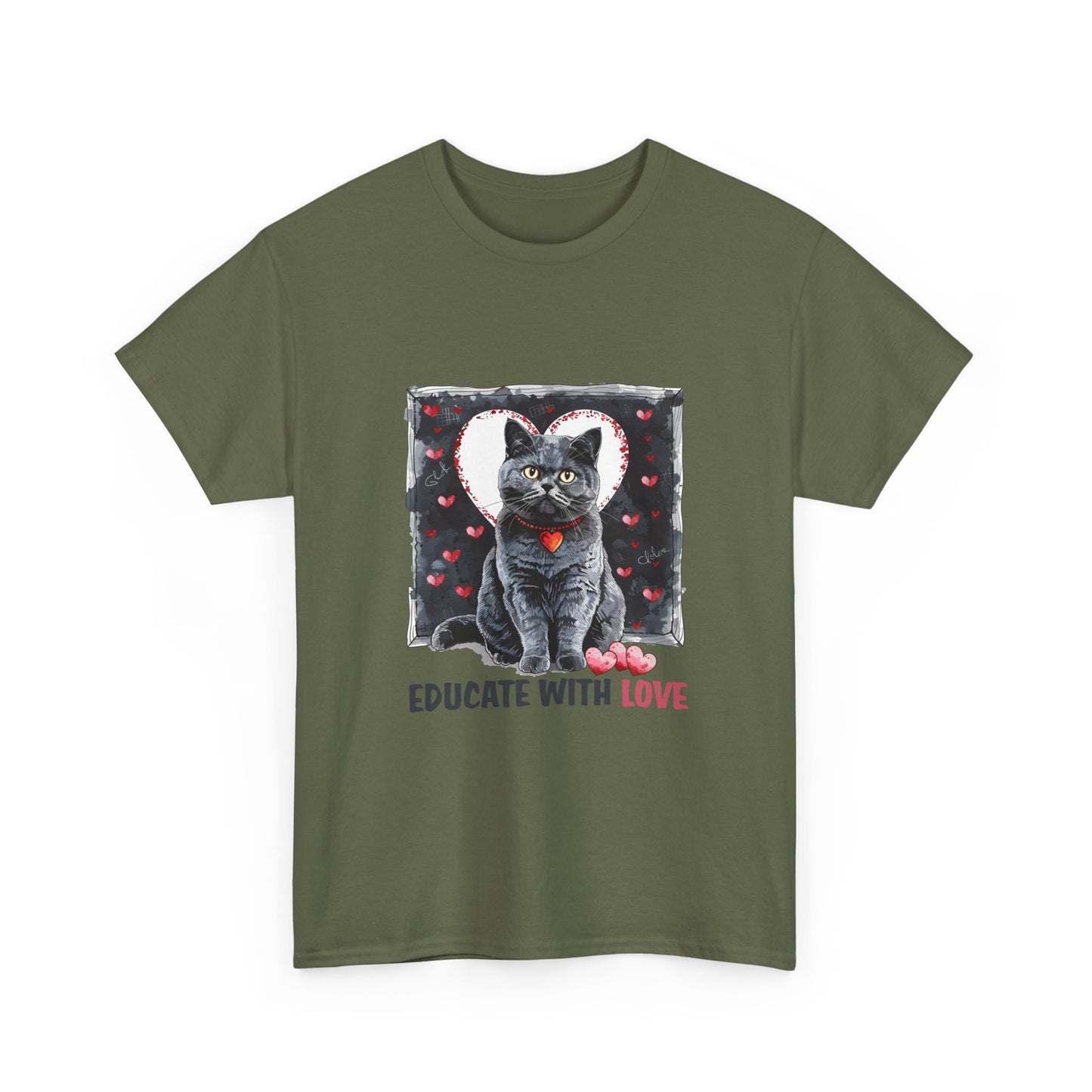 Cat “Educate With Love” T‑Shirt