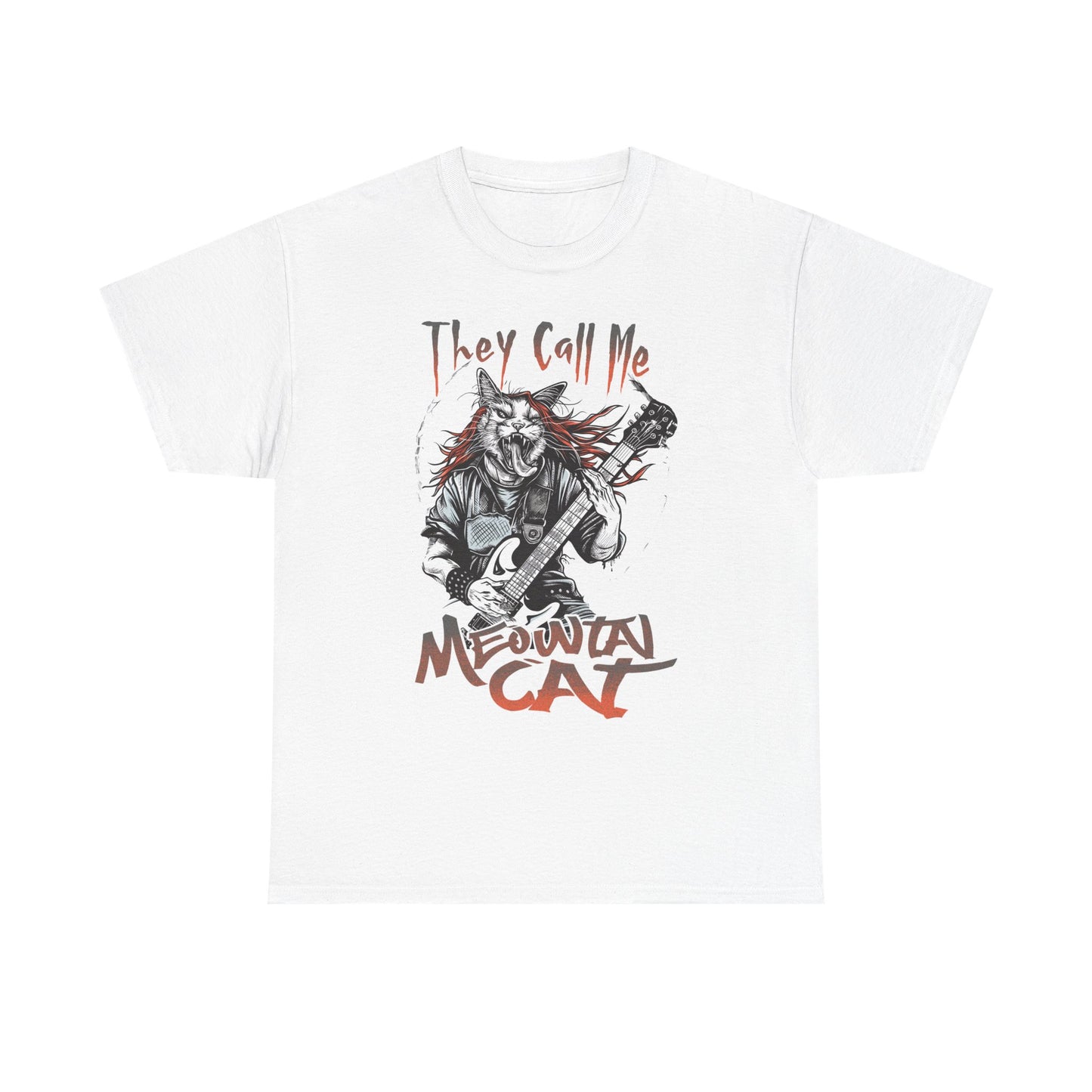 Meowtal Cat Guitar T-Shirt — "They Call Me Meowtal Cat" Rock Music Tee