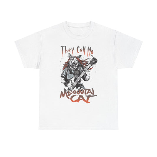 Meowtal Cat Guitar T-Shirt — "They Call Me Meowtal Cat" Rock Music Tee