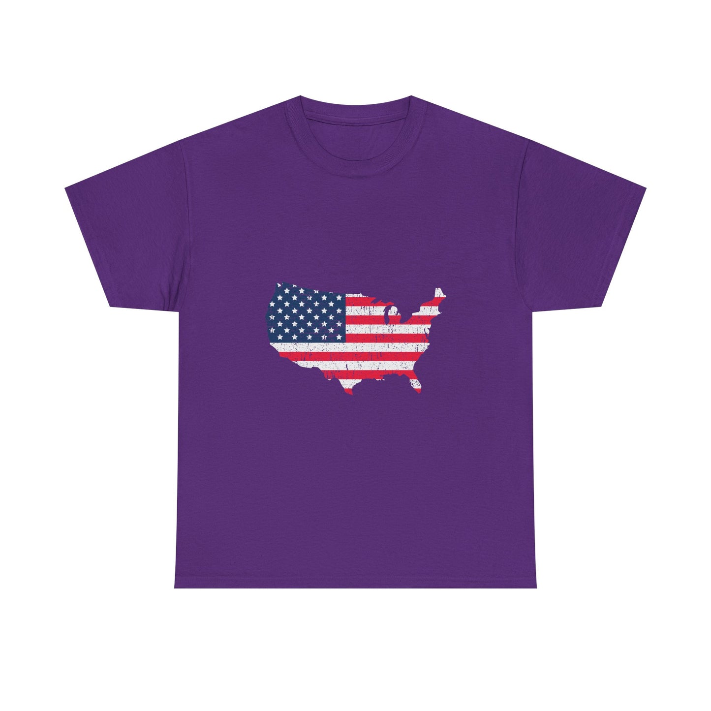 USA Flag Map T-Shirt — Distressed American Flag Outline Tee