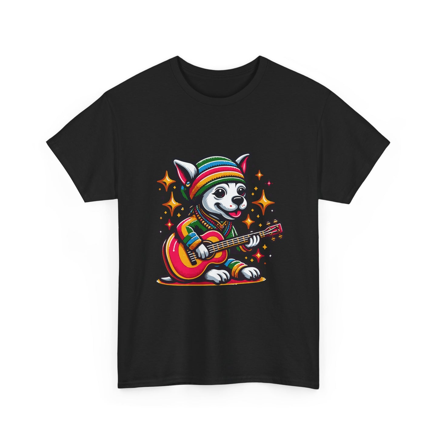 Pup Reggae Guitar Tee — Cute Dog Playing Guitar Graphic T-Shirt