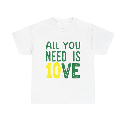 T-Shirt — "All You Need Is 10VE" Retro Green & Yellow Love Tee