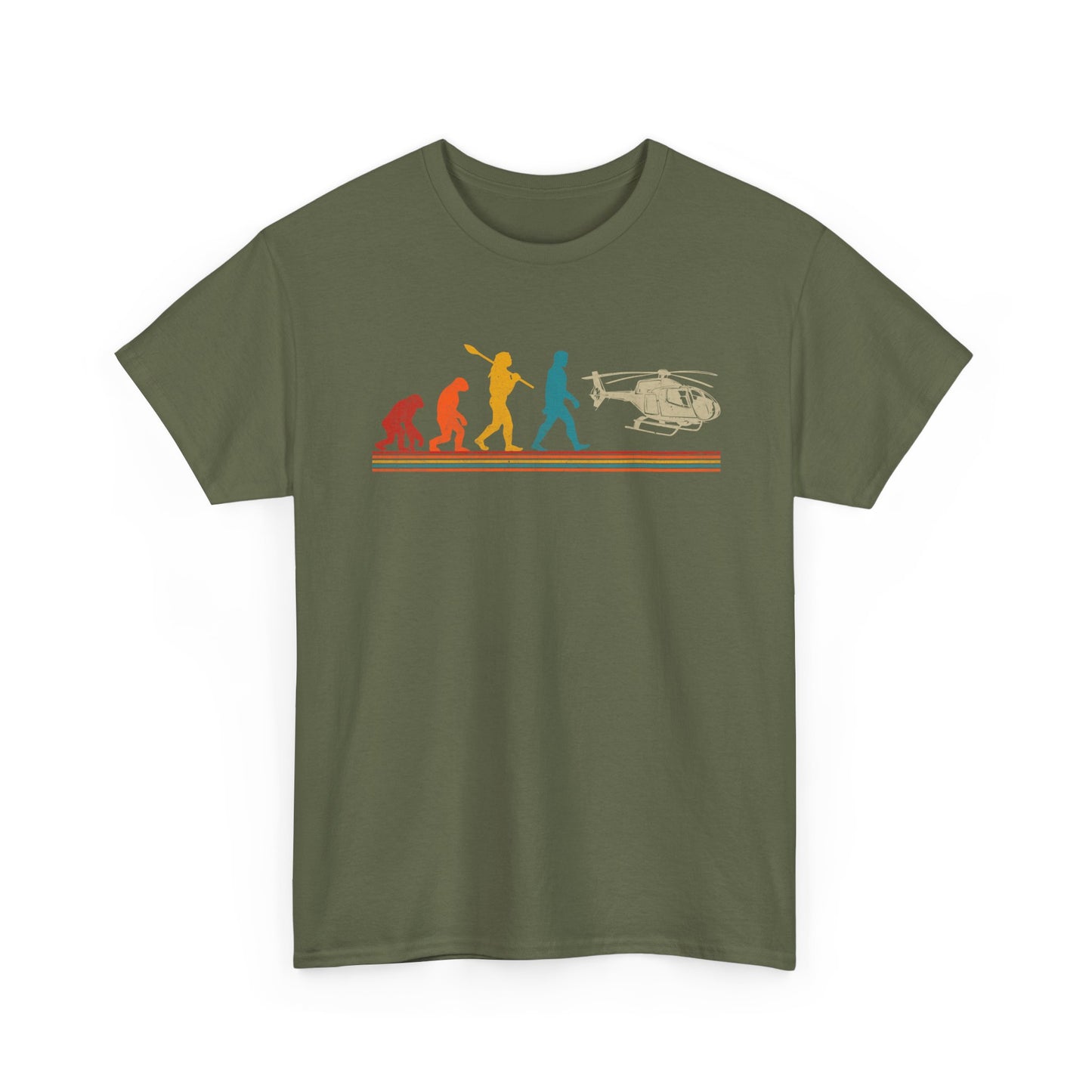 T-Shirt - Evolution of Man to Helicopter Vintage Graphic Tee