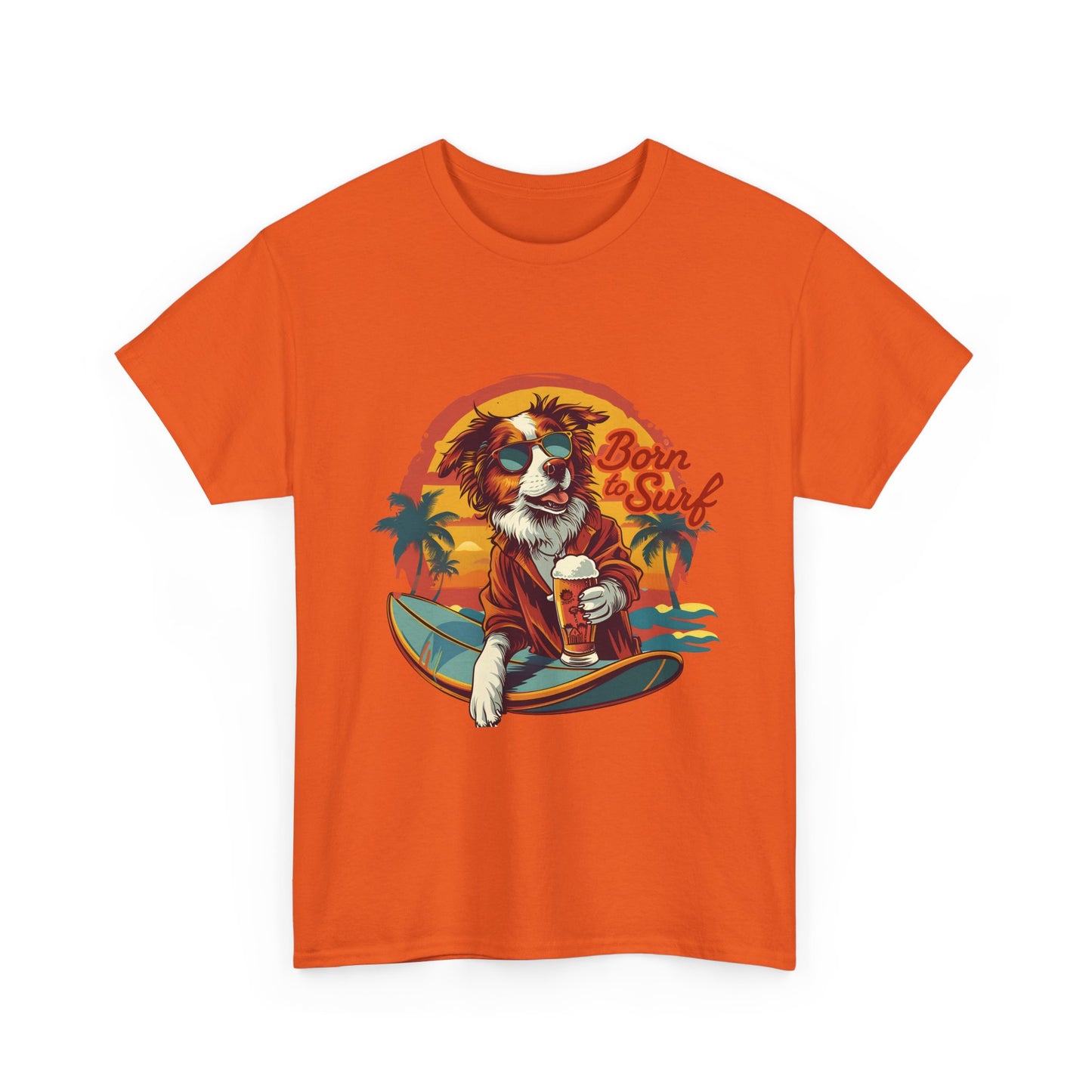 T-Shirt - "Born to Surf" Surfing Dog Graphic Tee