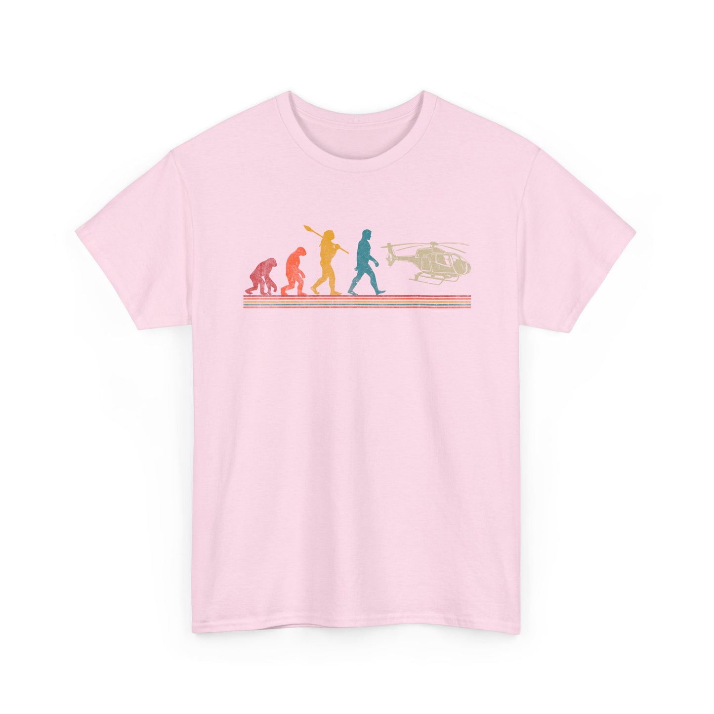 T-Shirt - Evolution of Man to Helicopter Vintage Graphic Tee