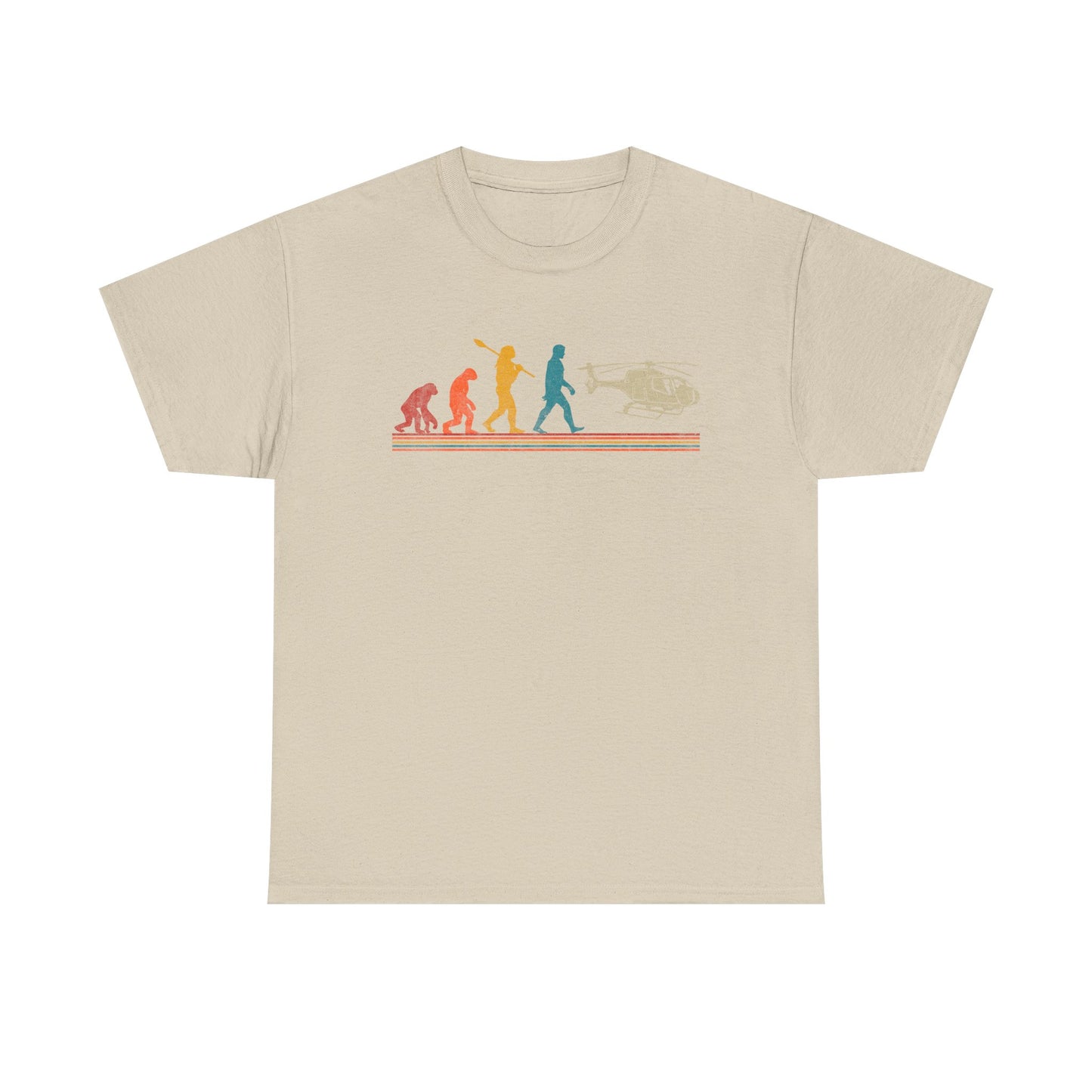 T-Shirt - Evolution of Man to Helicopter Vintage Graphic Tee