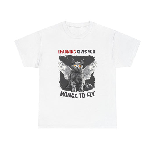 Learning Gives You Wings To Fly Cat T-Shirt