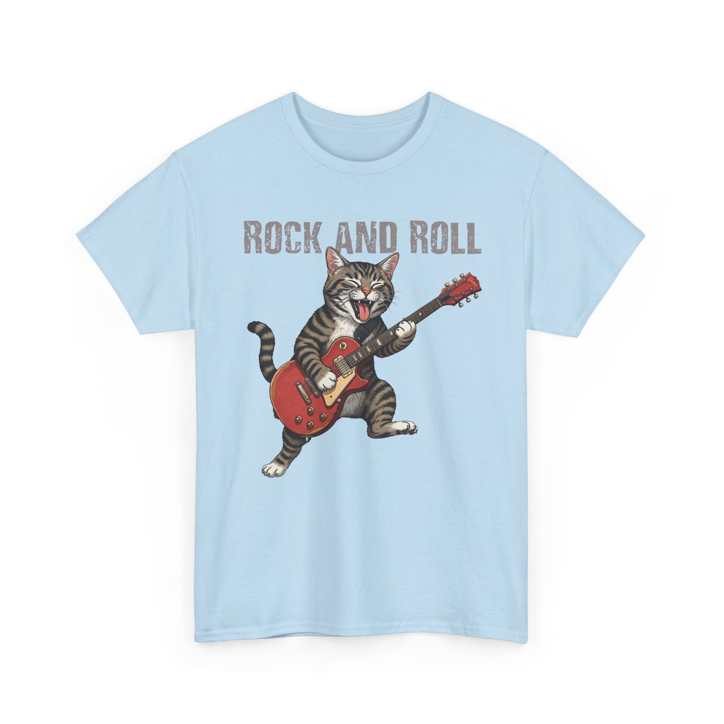Rock and Roll Cat T-Shirt — Vintage Guitar Kitty Graphic Tee