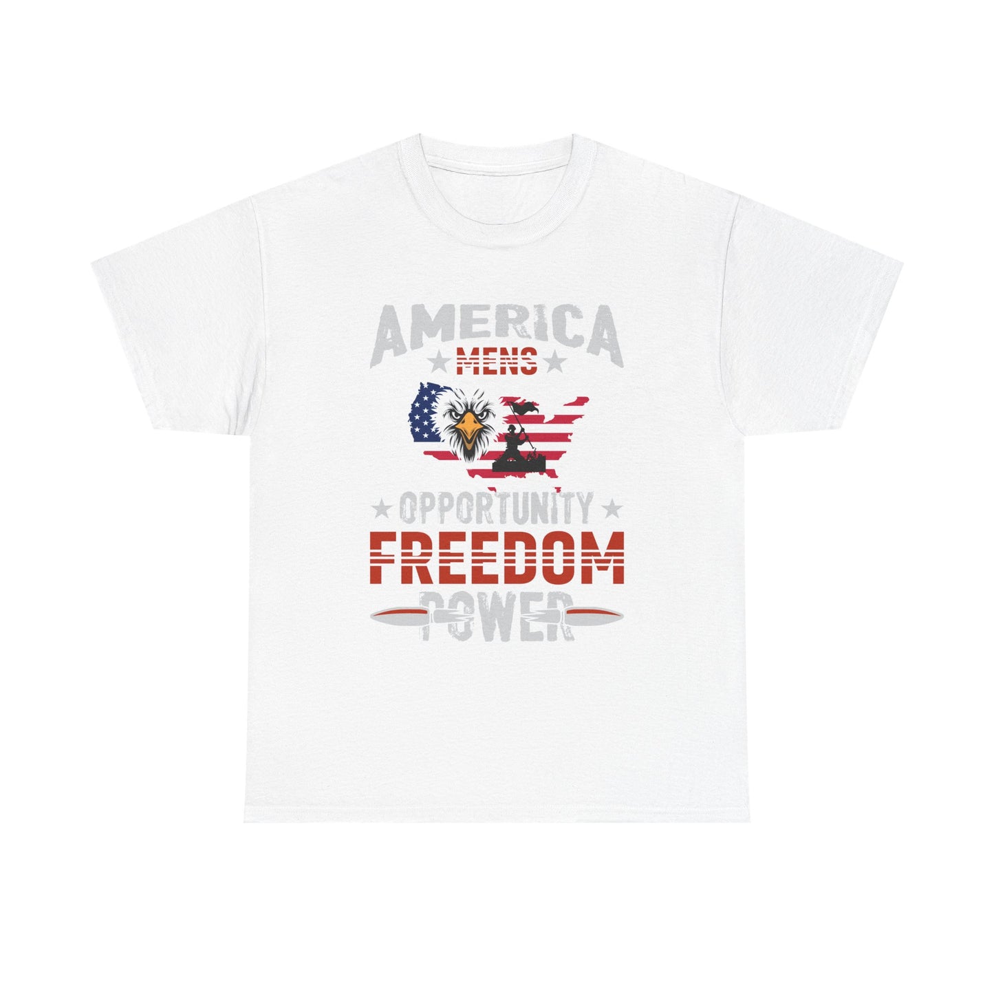 Freedom Power Patriotic T‑Shirt — America Opportunity & Veterans Flag Design