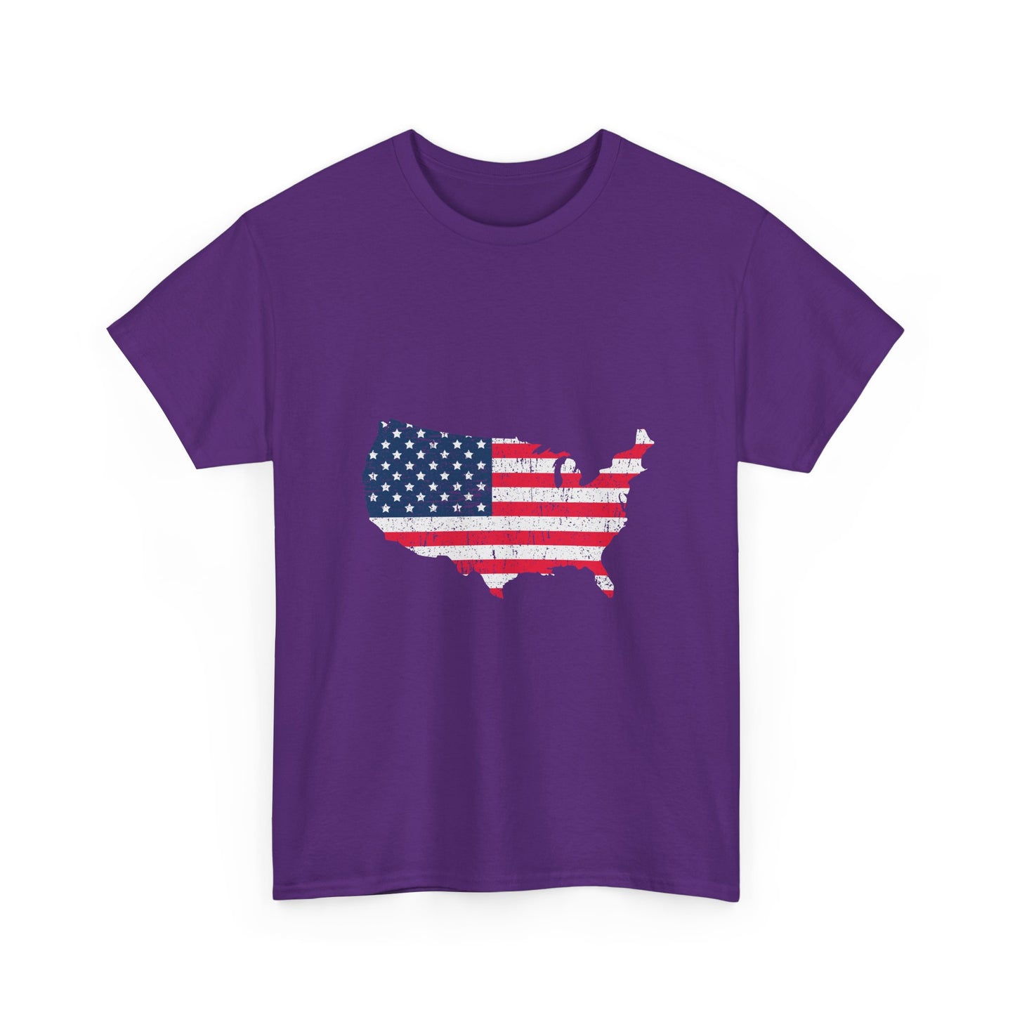 USA Flag Map T-Shirt — Distressed American Flag Outline Tee