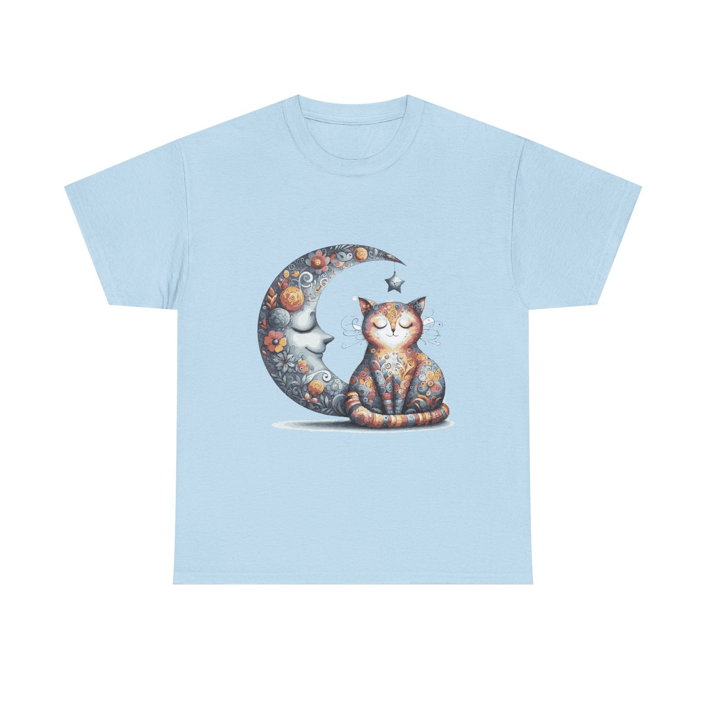 Cat Moon T-Shirt — Whimsical Cosmic Cat Graphic Tee