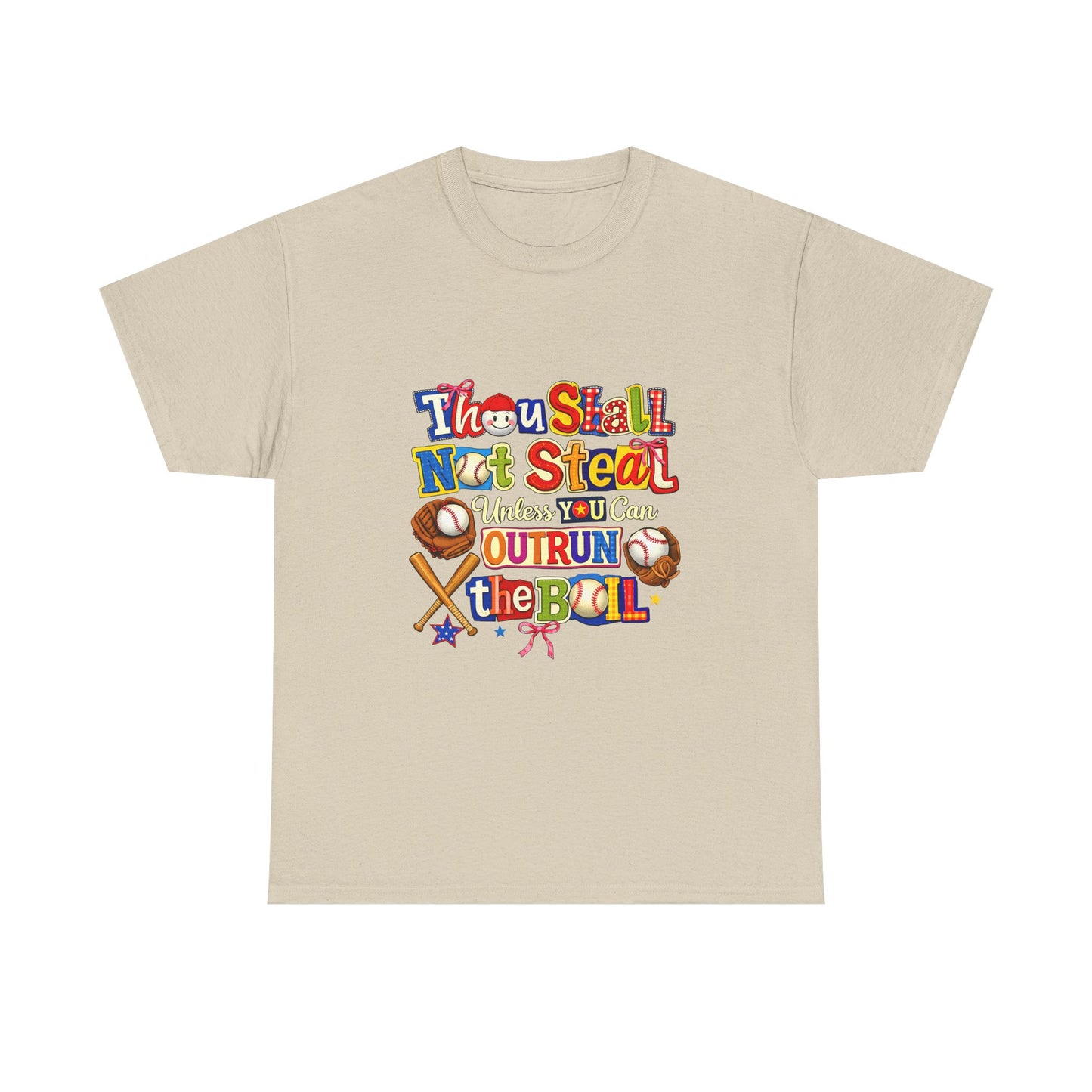 Baseball Mom/Coach T-Shirt – "Thou Shall Not Steal Unless You Can Outrun The Ball" Colorful Sports Tee