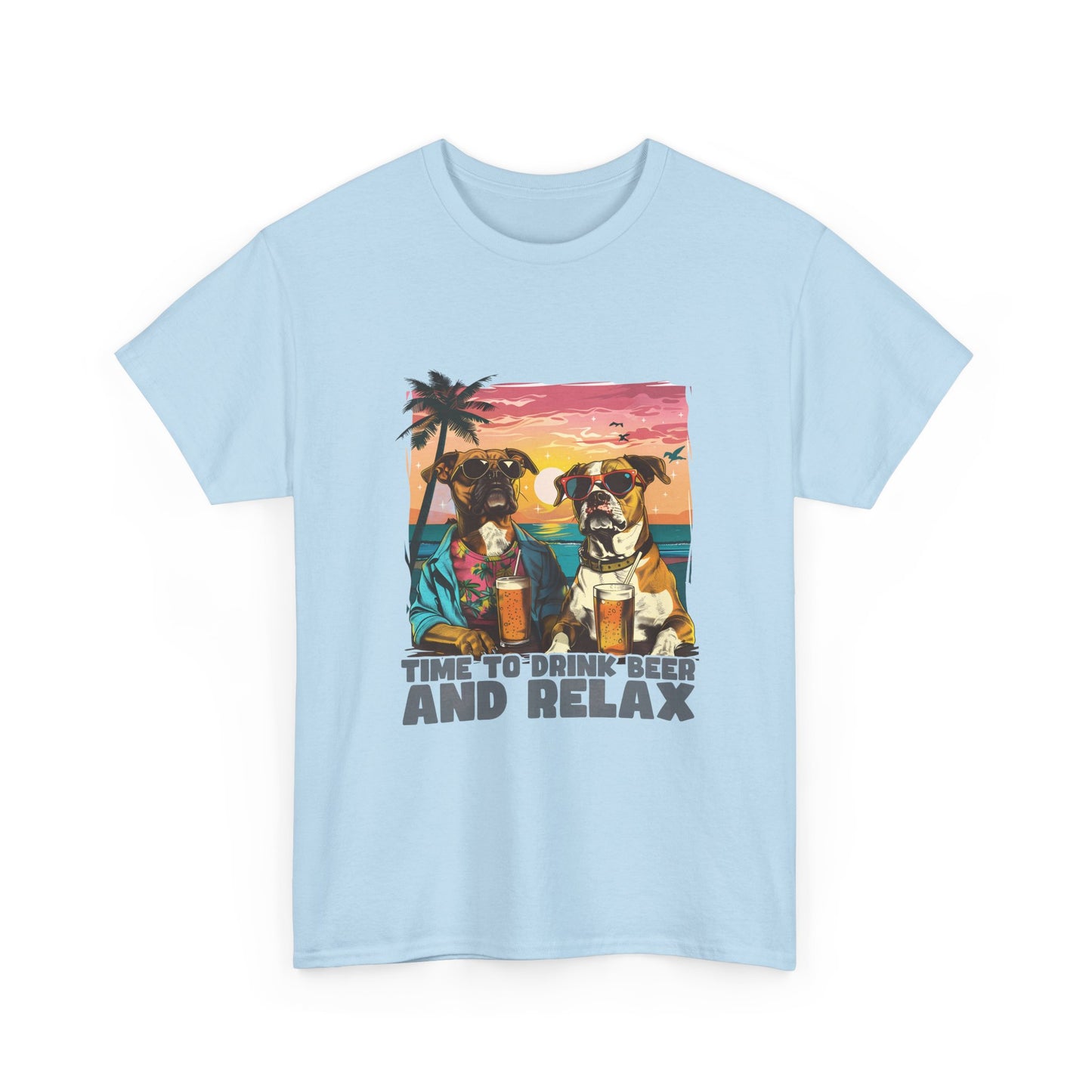 Time to Drink Beer and Relax T-Shirt — Retro Beach Dogs Design