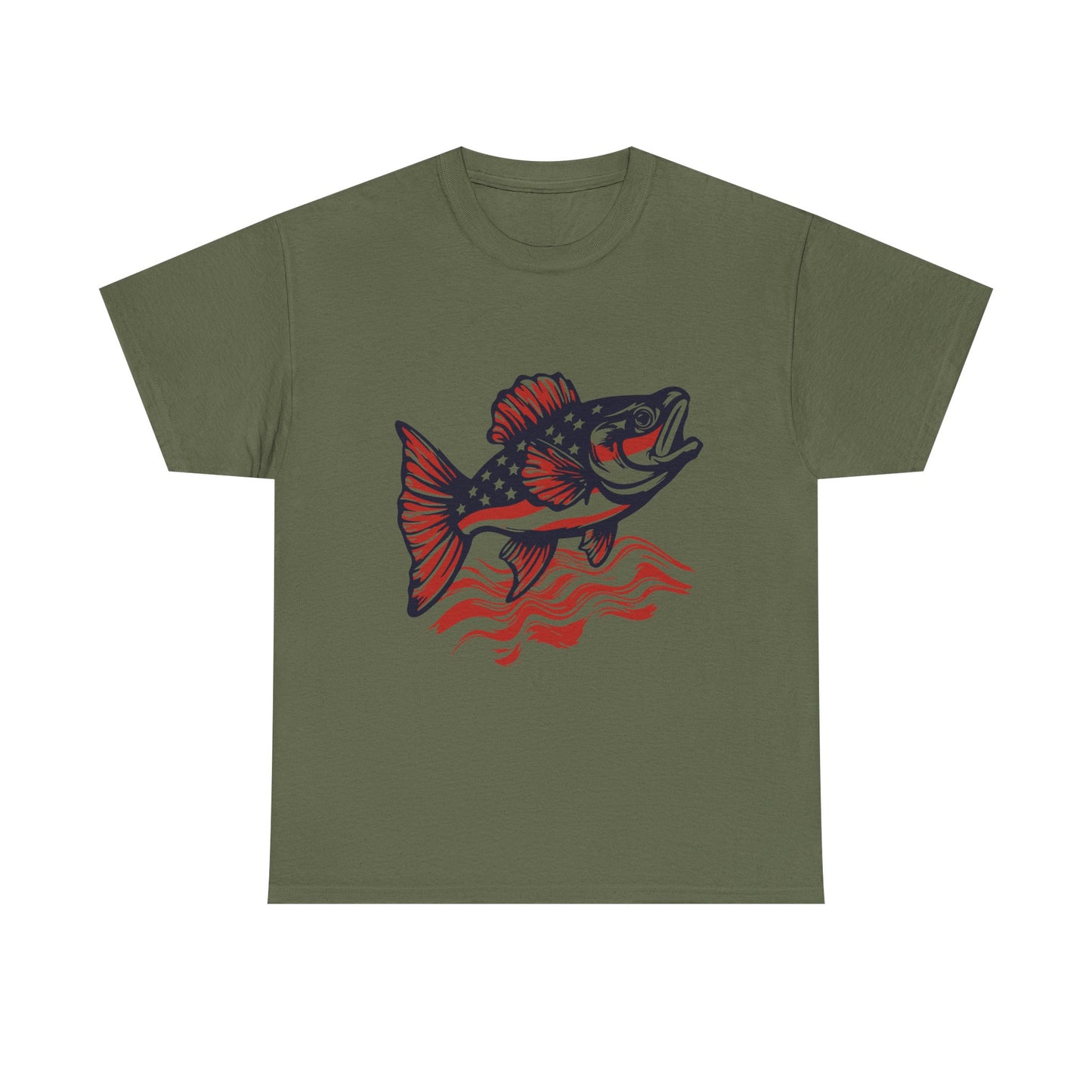 Walleye Fishing Graphic Tee – Retro Red & Black Fish Design