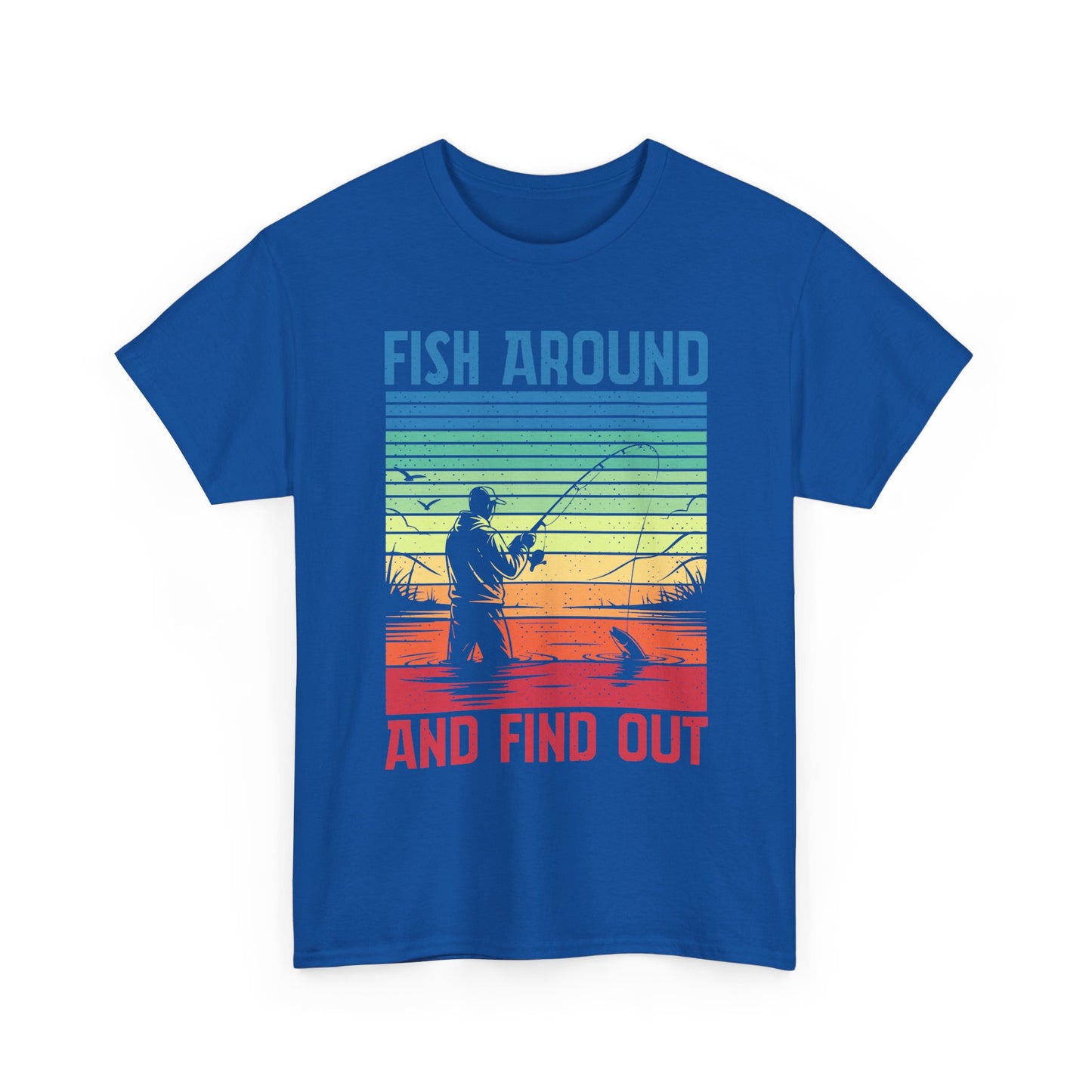 Fishing T-Shirt - "Fish Around and Find Out" Retro Sunset Angler Tee