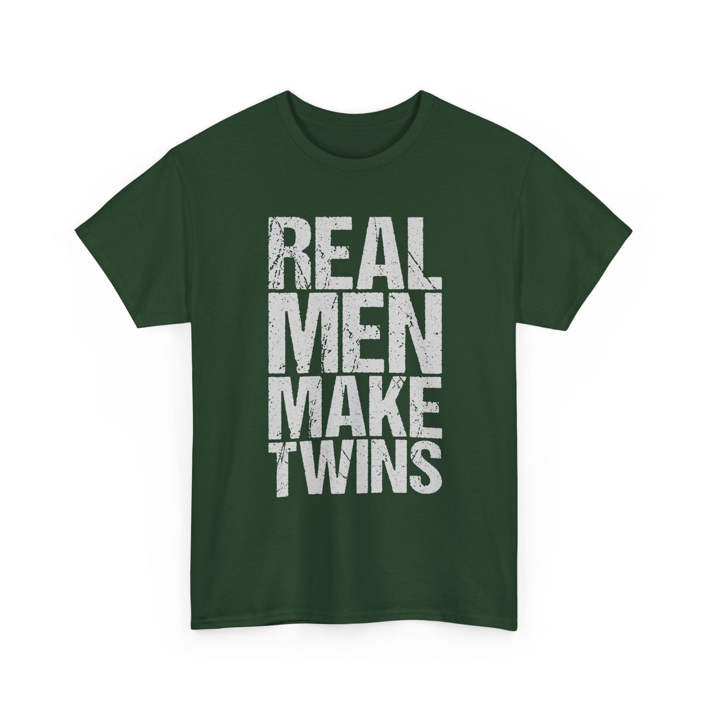T-Shirt — "Real Men Make Twins" Graphic Tee, Fatherhood Announcement Gift
