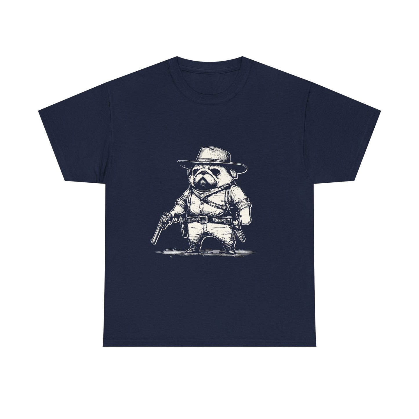 Pug Gunslinger T-Shirt – Cute Cowboy Pug Graphic Tee
