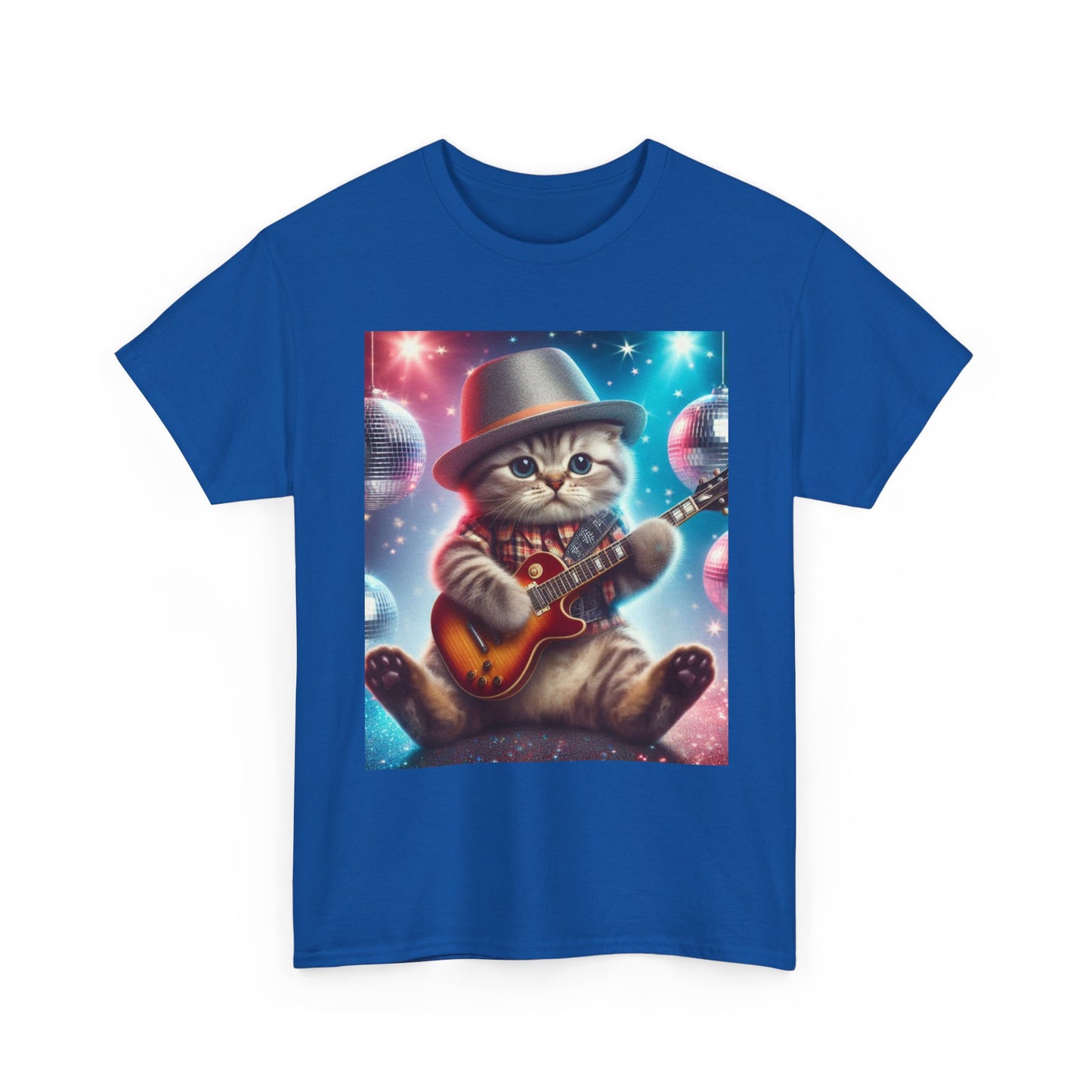 Cat Guitarist T-Shirt — Cute Kitten Playing Electric Guitar Tee