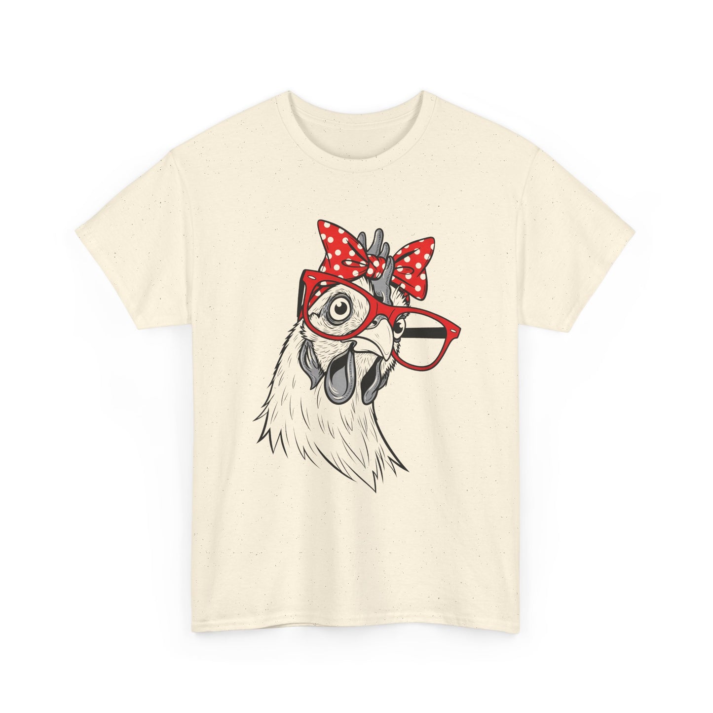 Chicken with Polka Dot Bow Tee - Cute Retro Hen Graphic T-Shirt
