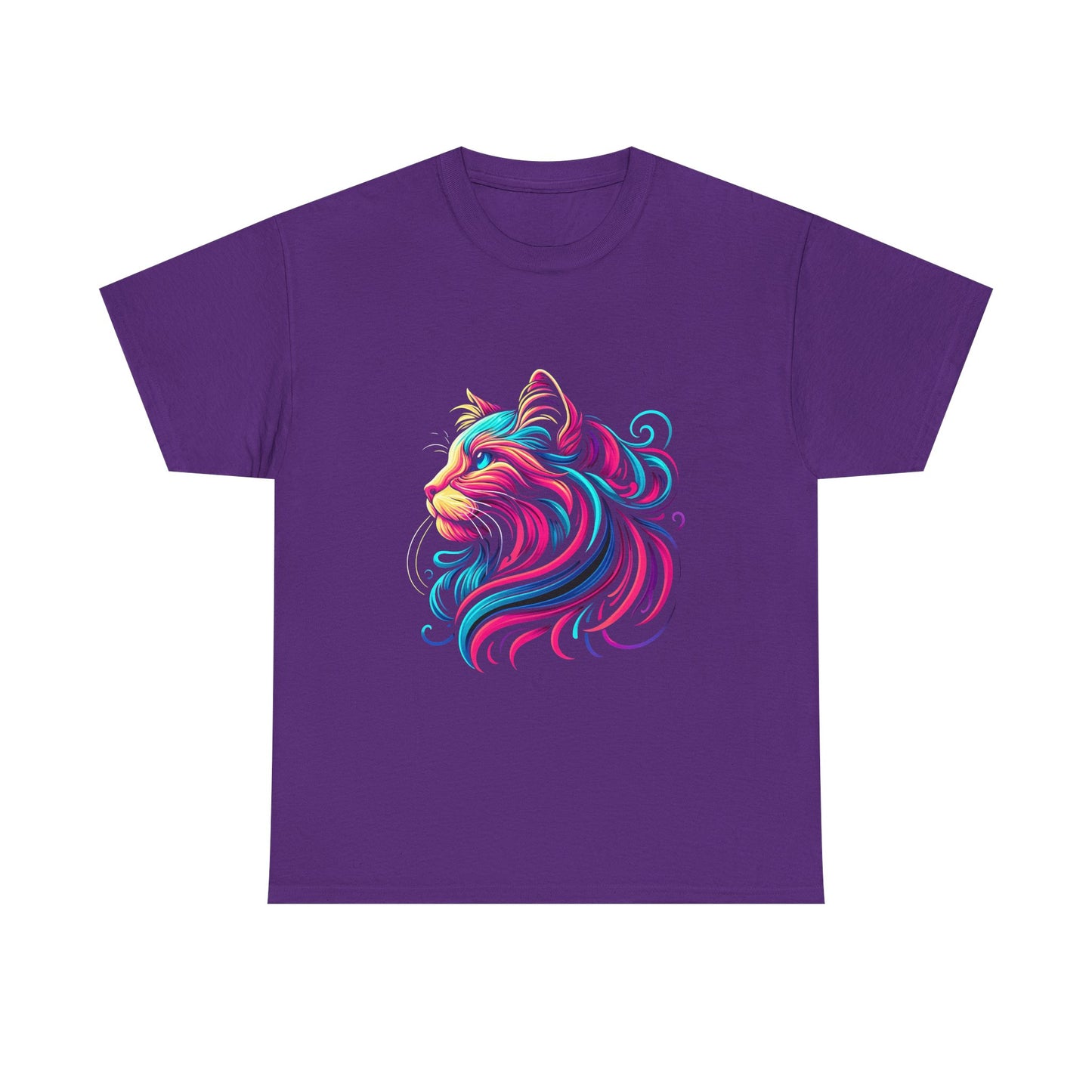 Colorful Cat Portrait T-Shirt — Vibrant Whimsical Feline Tee