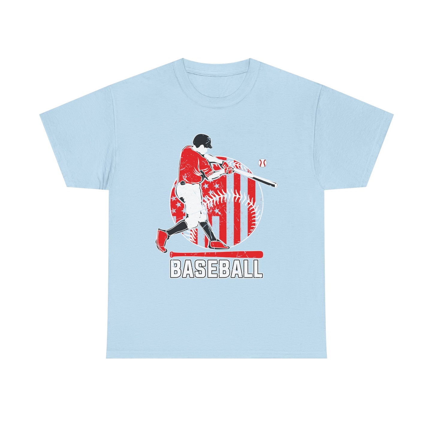 Baseball Player Graphic Tee — Vintage Red Batter Design