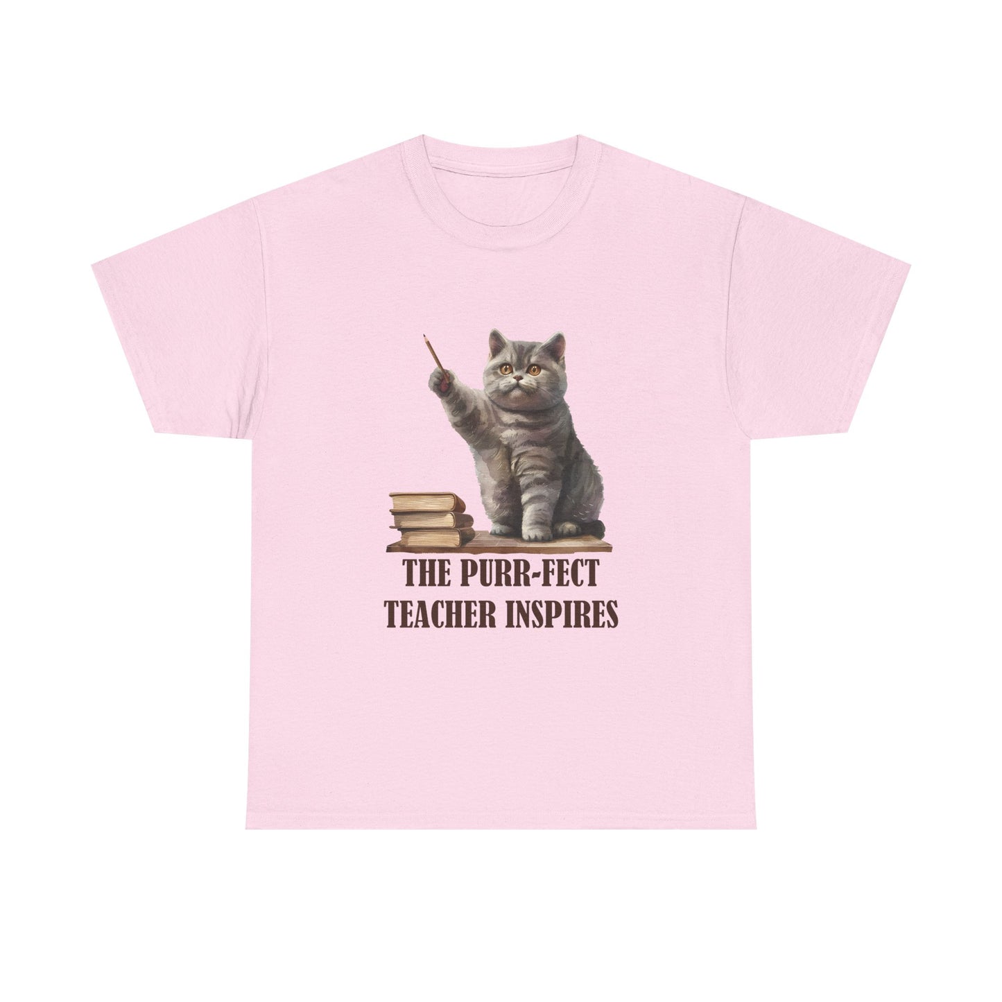 Teacher Cat T-Shirt — "The Purr-fect Teacher Inspires" Cute Gift for Educators