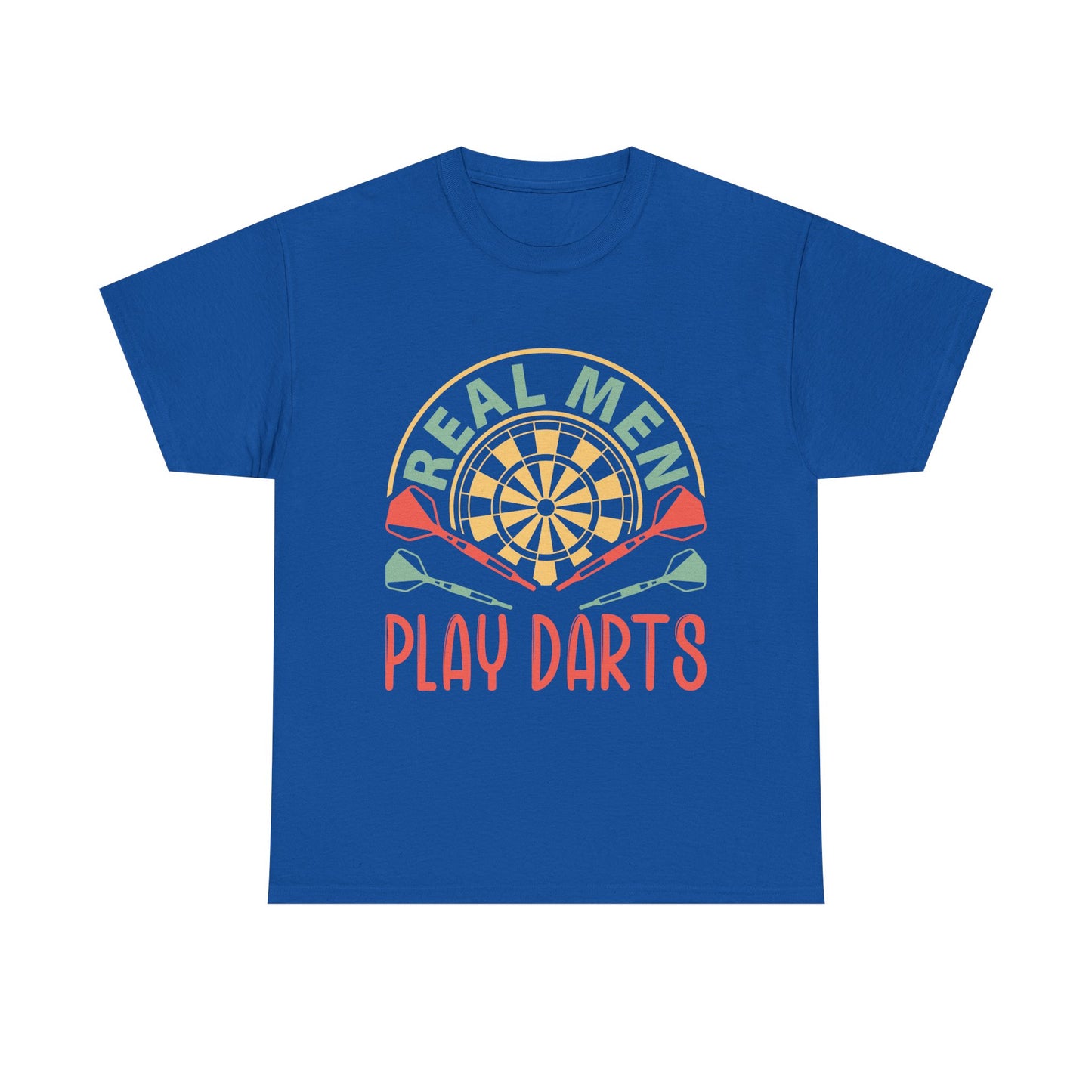 Darts T-Shirt — “Real Men Play Darts” Retro Dartboard Tee