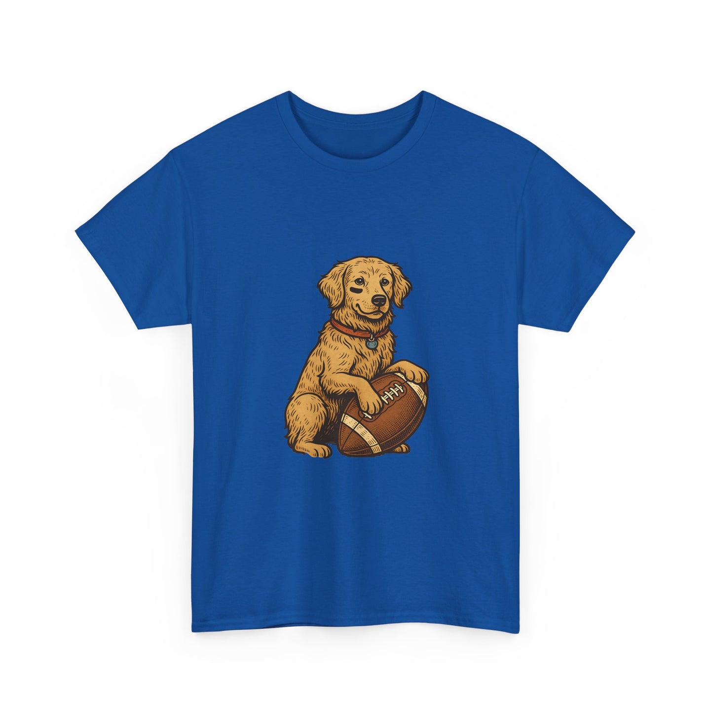 Golden Retriever Puppy Football Tee — Cute Dog with Football Graphic T-Shirt