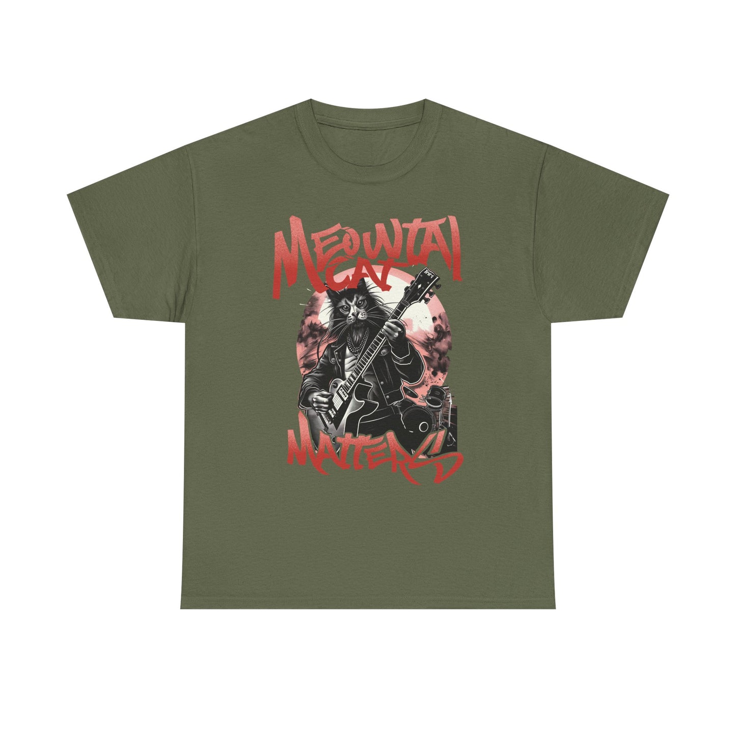 Cat Metal T-Shirt – “Meowtal Matters” Rock Guitar Cat Tee