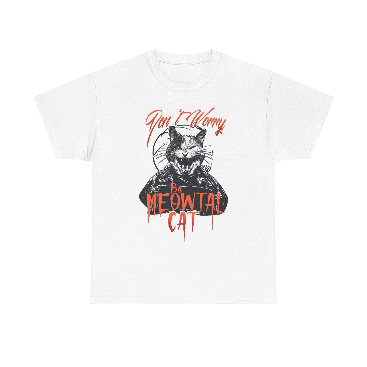 Meowtal Cat T-Shirt — 'Don't Worry' Gothic Cat Graphic Tee
