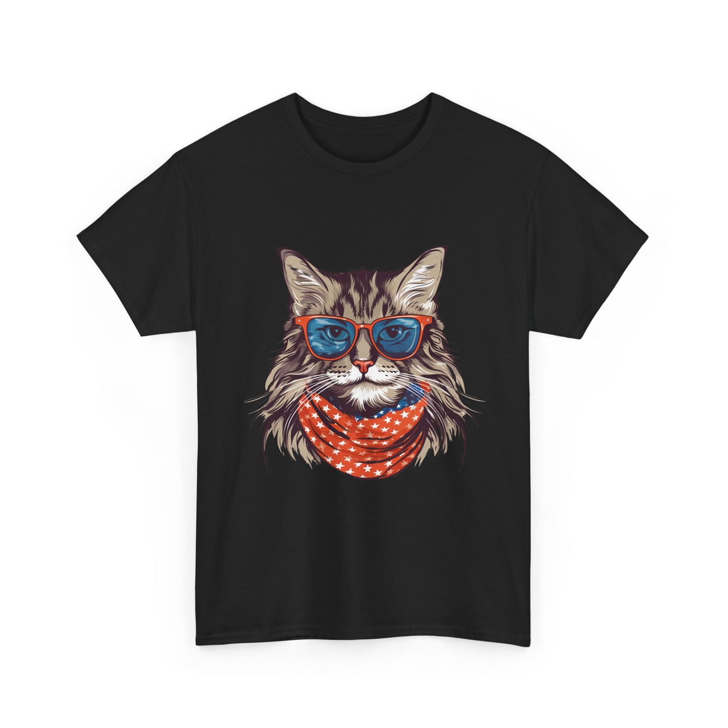 Cat with Sunglasses & Bandana T-Shirt — Cool Retro Cat Graphic Tee